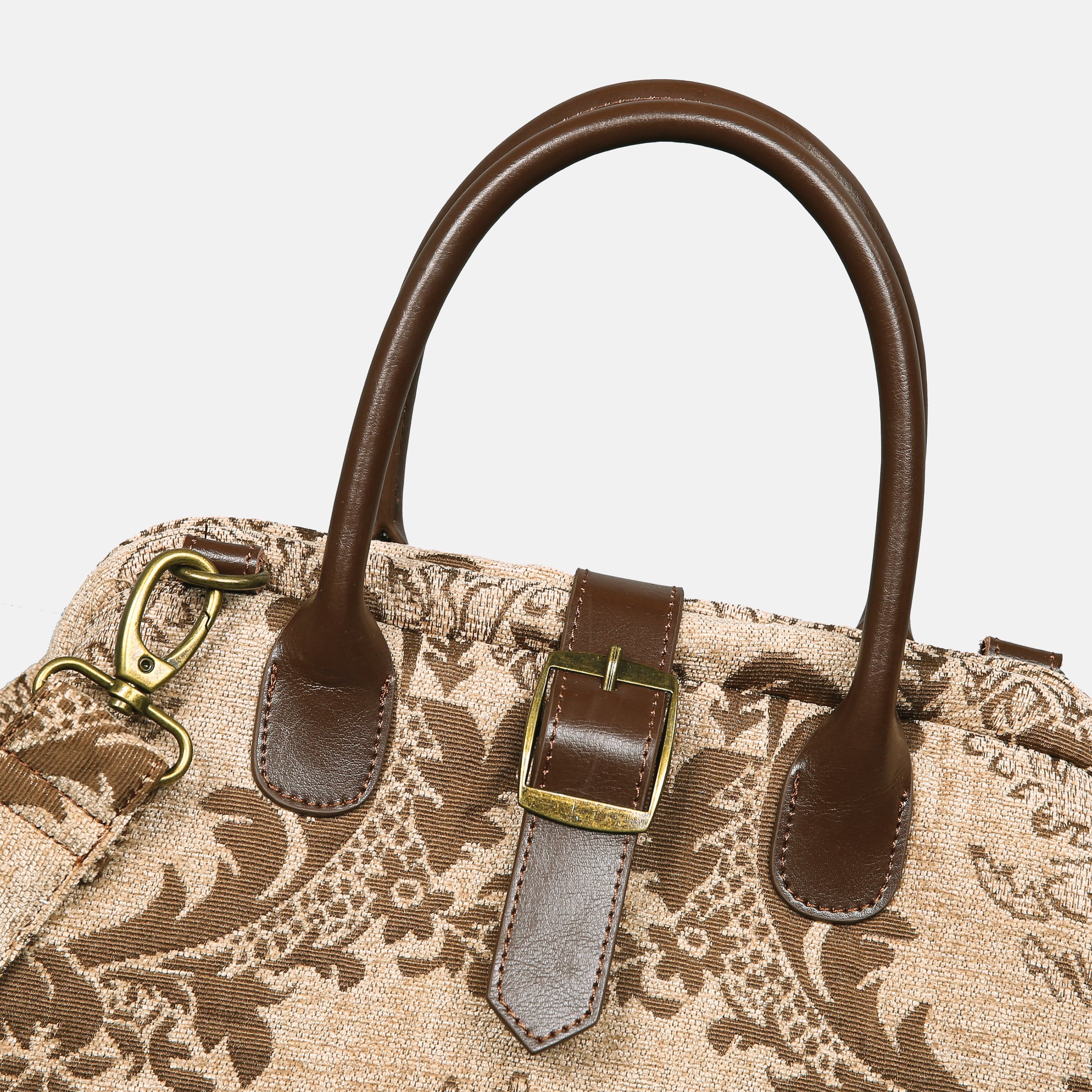 Griccia Camel Carpet Handbag Purse Carpetbag of America buckle detail