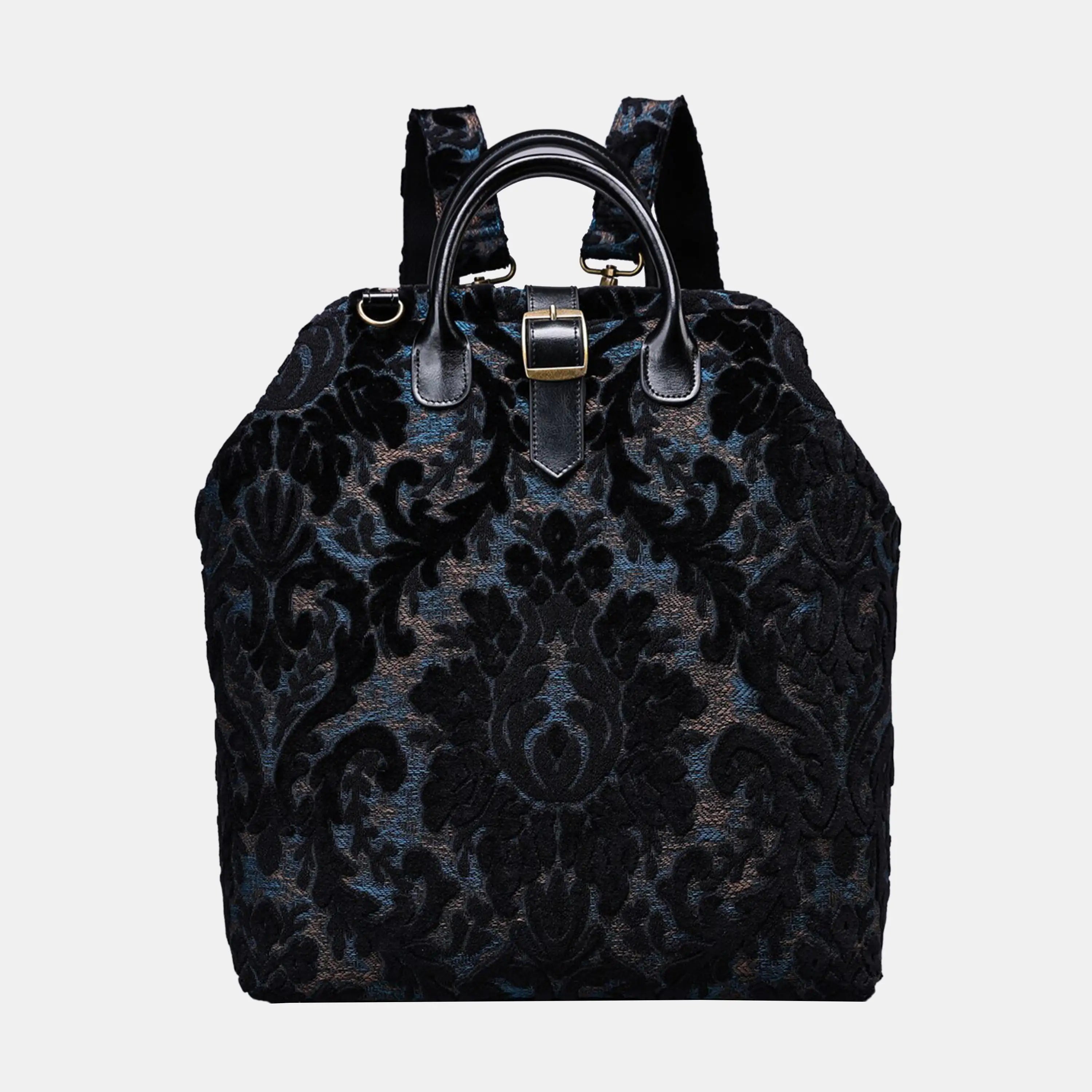 Burnout Velvet Black Carpet Laptop Backpack Carpetbag of America main