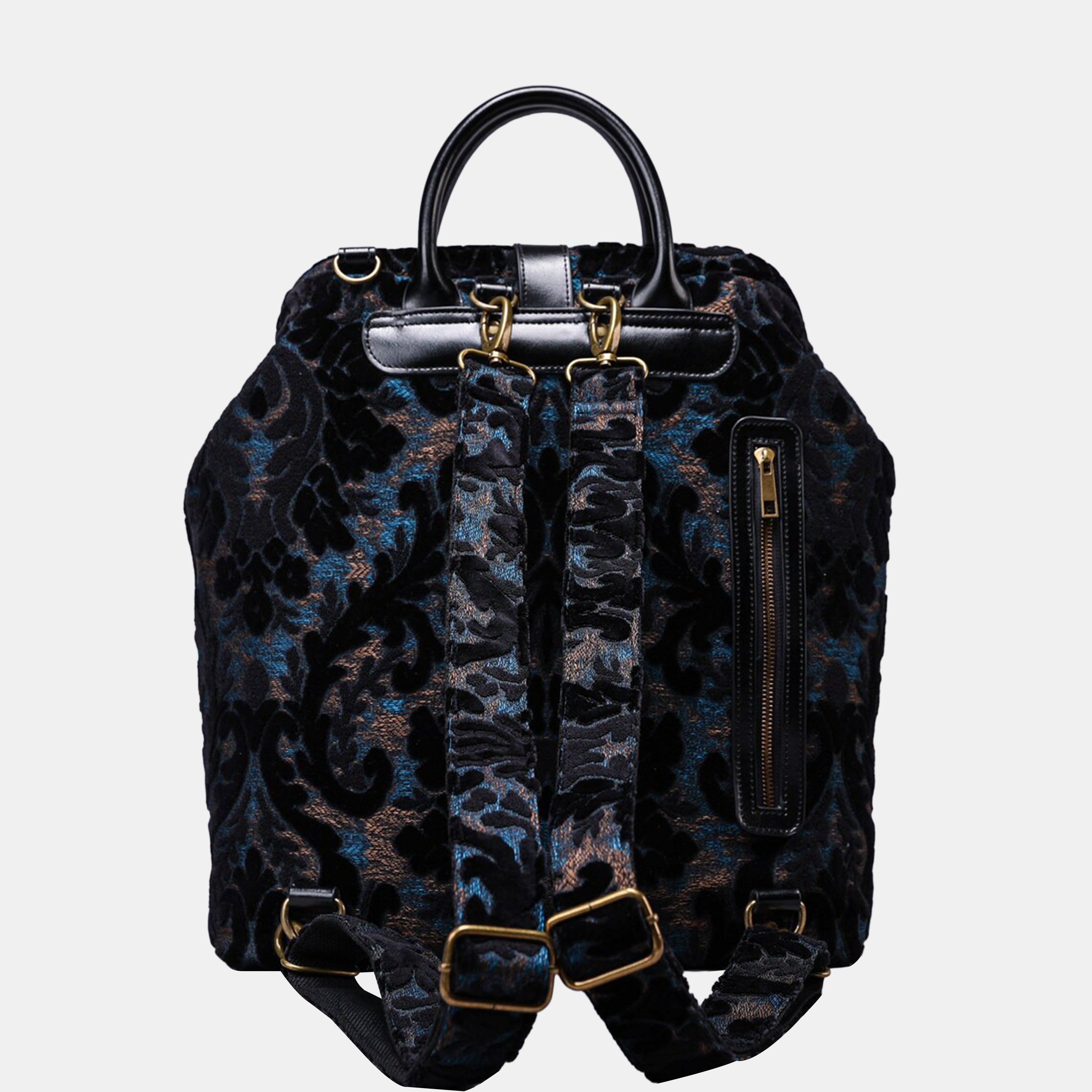 Burnout Velvet Black Carpet Laptop Backpack MCW Handmade-4