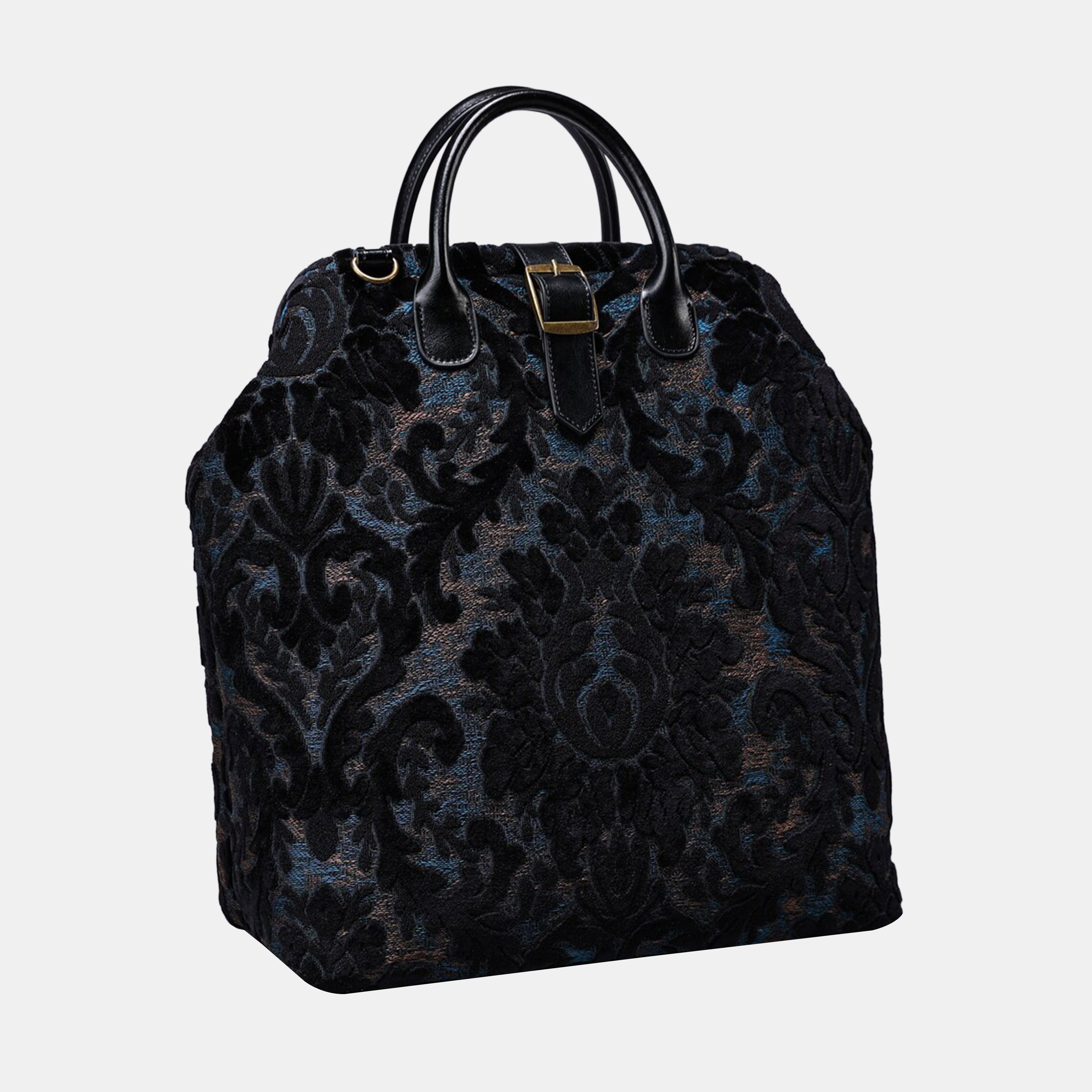 Burnout Velvet Black Carpet Laptop Backpack MCW Handmade-3