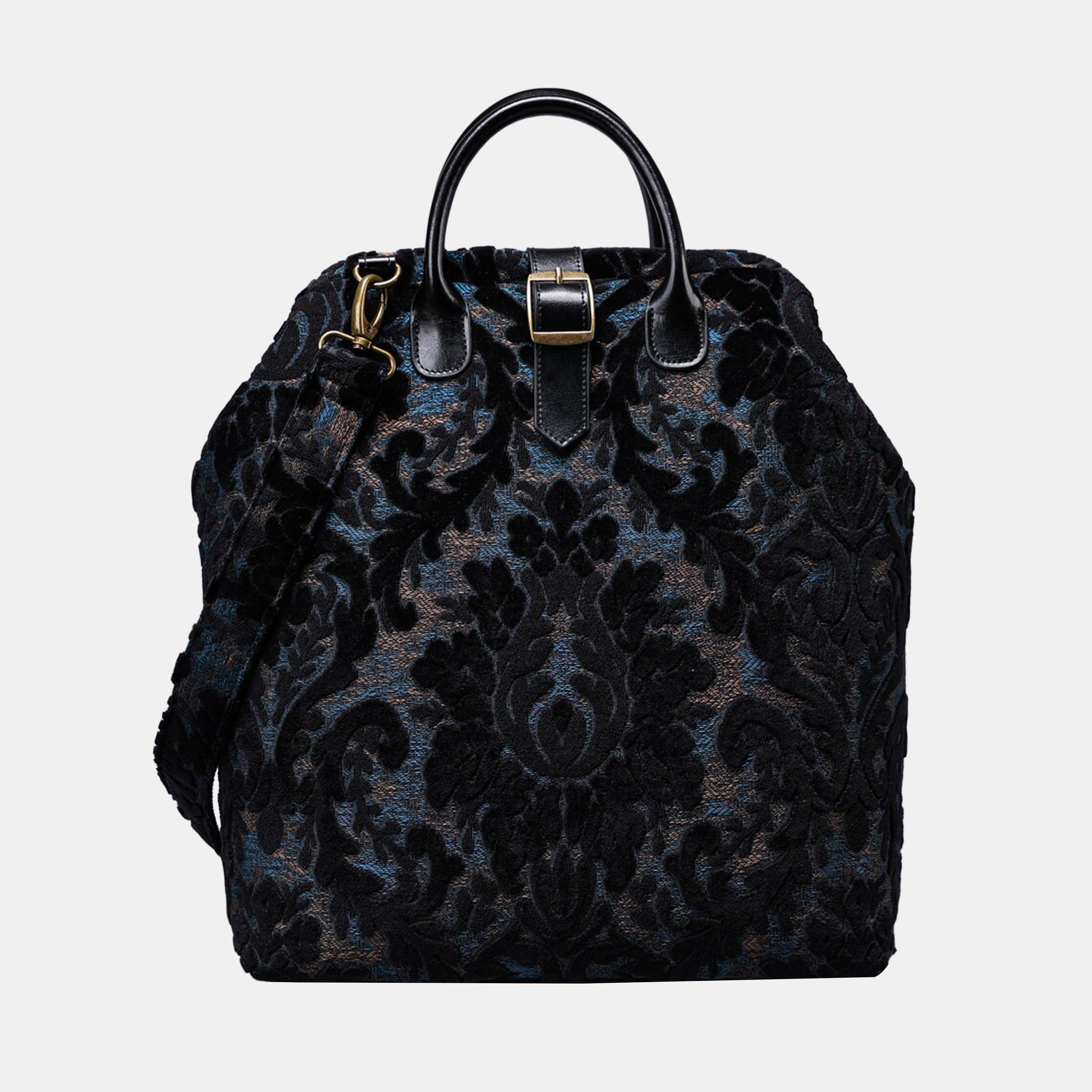 Burnout Velvet Black Carpet Laptop Backpack MCW Handmade-1