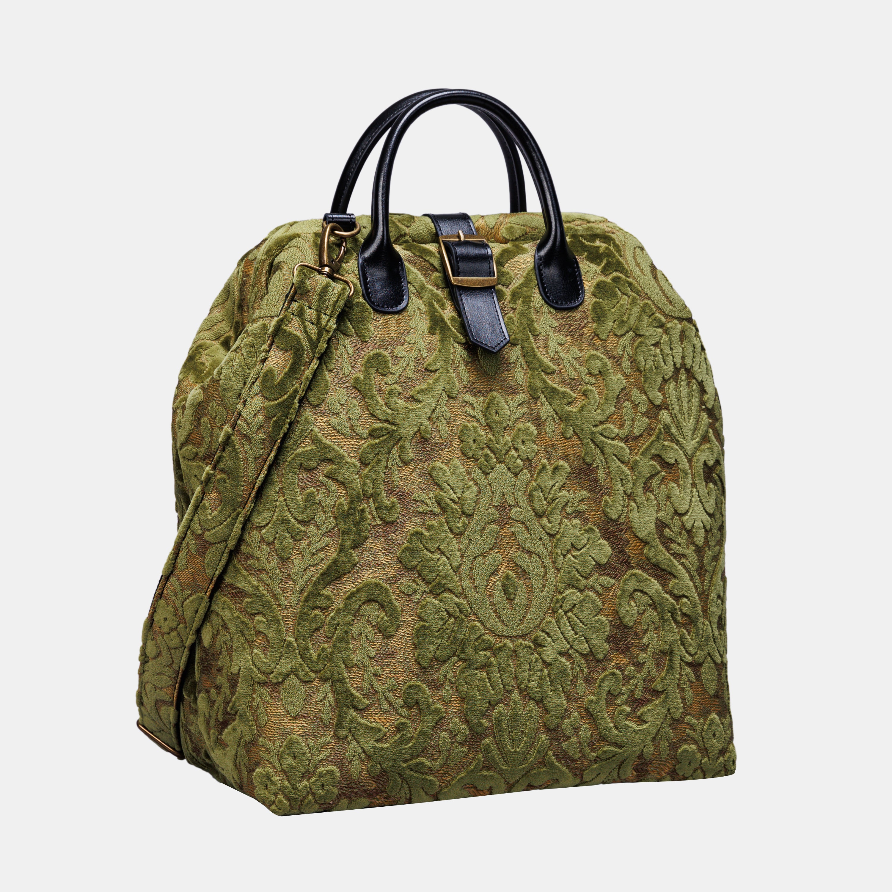 Burnout Velvet Fern Green Carpet Laptop Backpack MCW Handmade-2