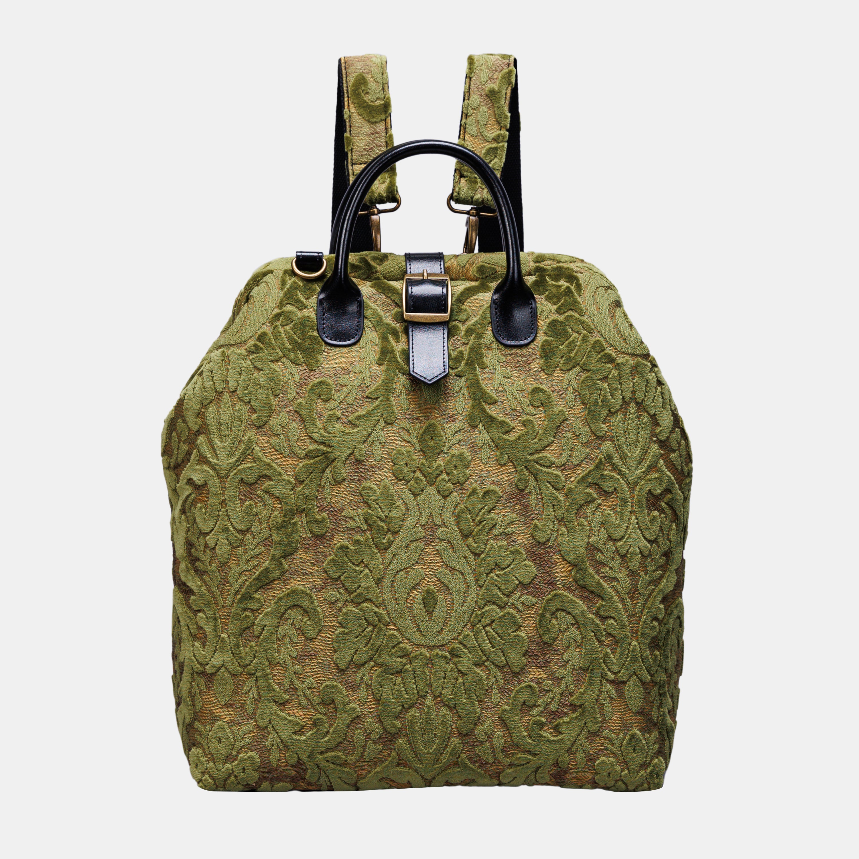 Burnout Velvet Fern Green Carpet Laptop Backpack  MCW Handmade