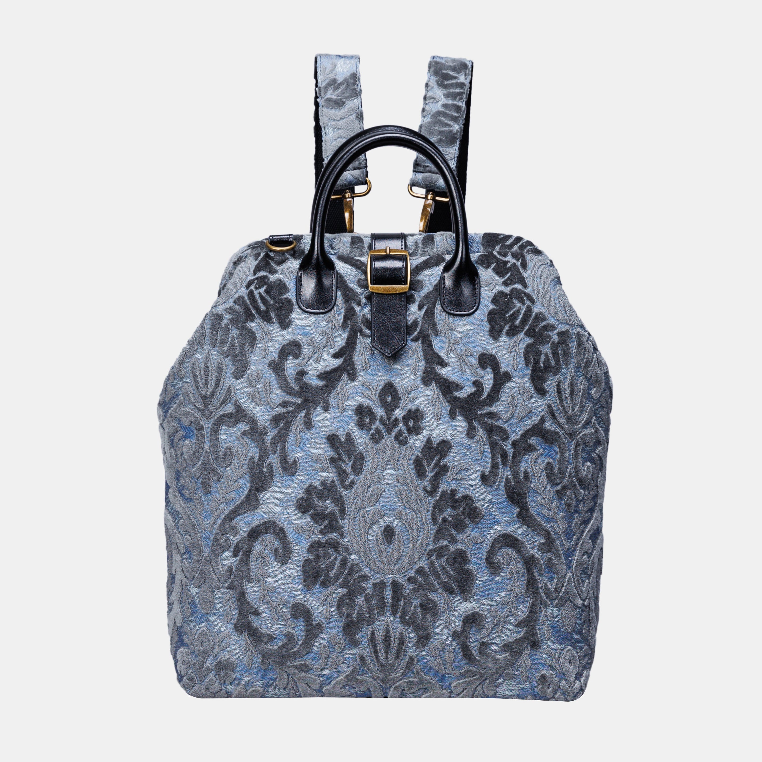 Burnout Velvet Steel Blue Carpet Laptop Backpack MCW Handmade