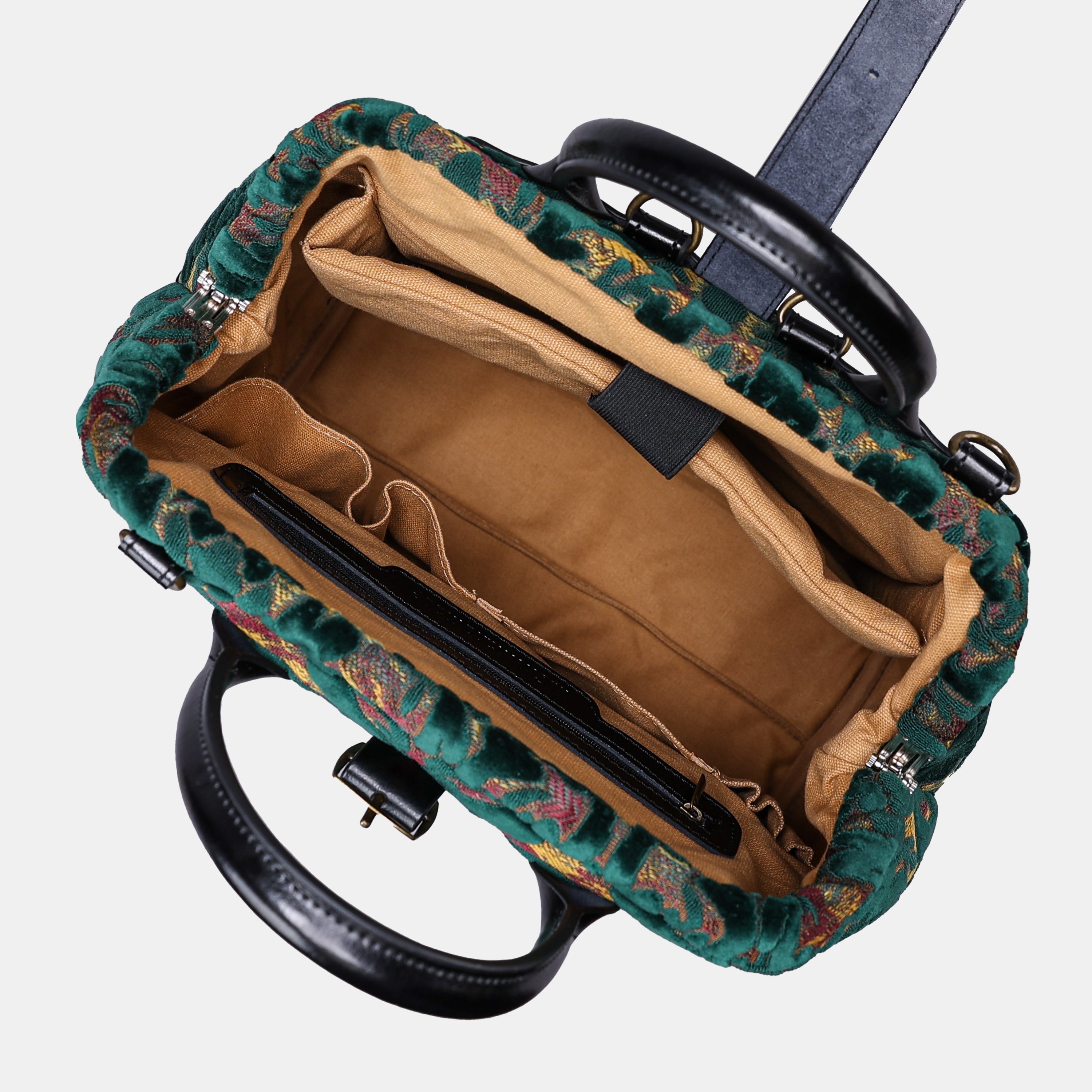 Burnout Velvet Jade Green Carpet Laptop Backpack MCW Handmade-5