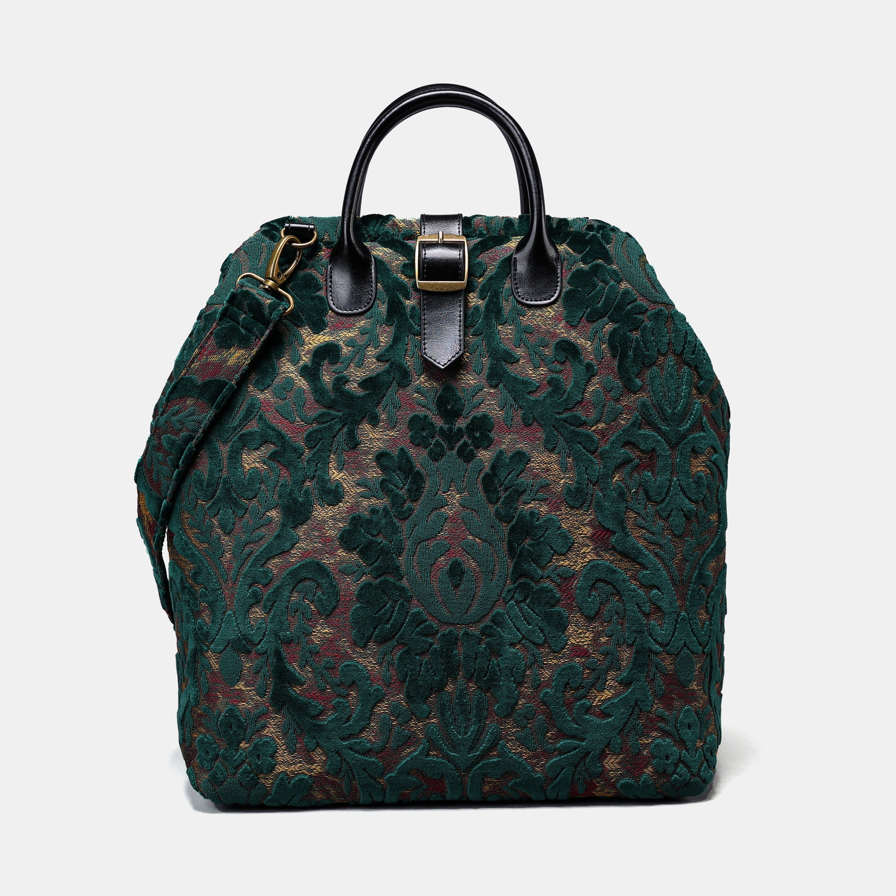 Burnout Velvet Jade Green Carpet Laptop Backpack MCW Handmade-3