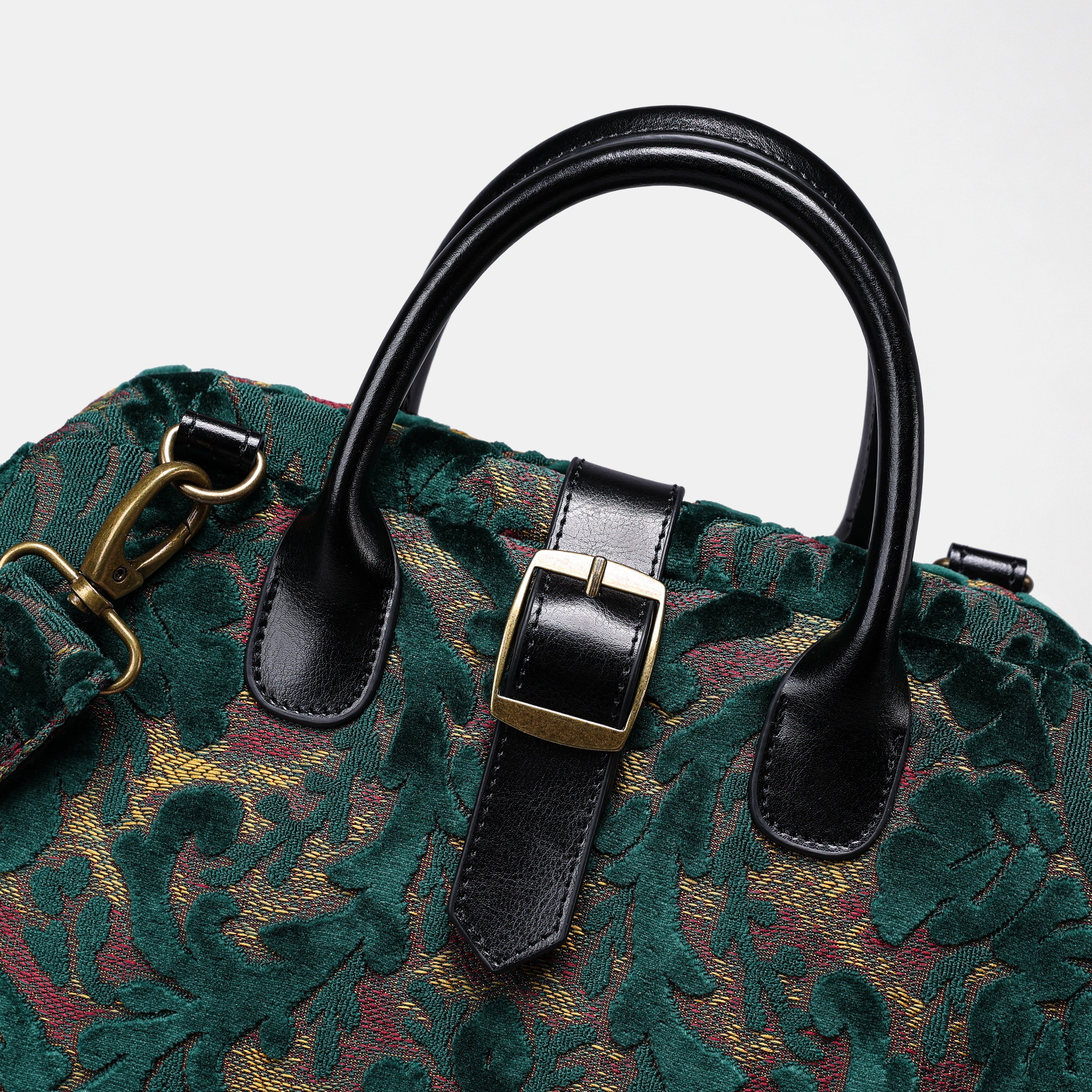 Burnout Velvet Jade Green Carpet Laptop Backpack MCW Handmade-6