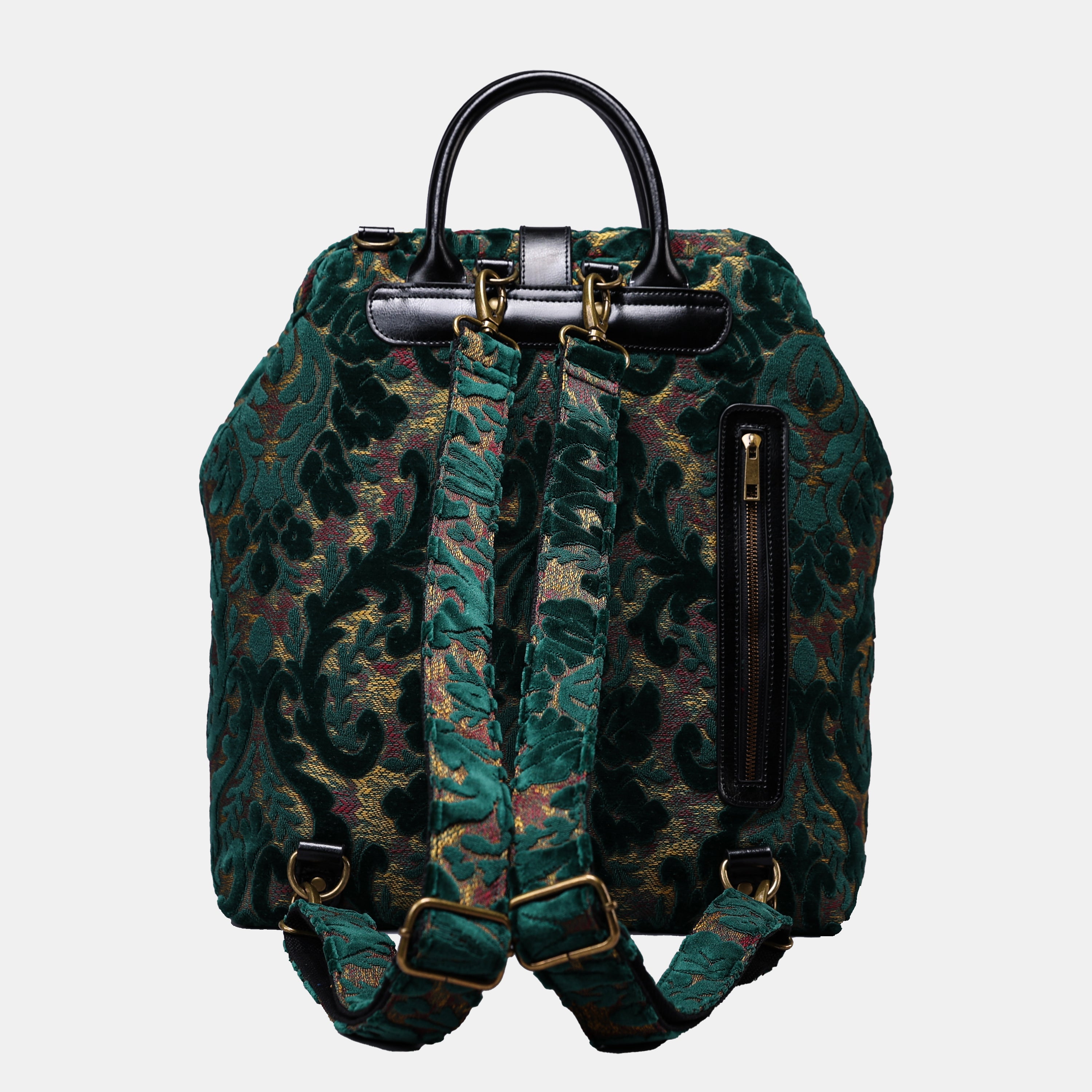 Burnout Velvet Jade Green Carpet Laptop Backpack  MCW Handmade-1