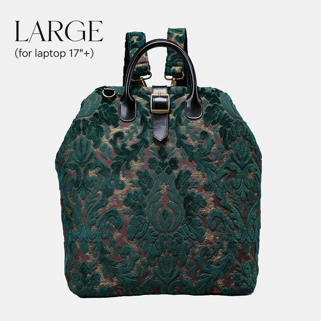 Burnout Velvet Jade Green Carpet Large Laptop Backpack of America main
