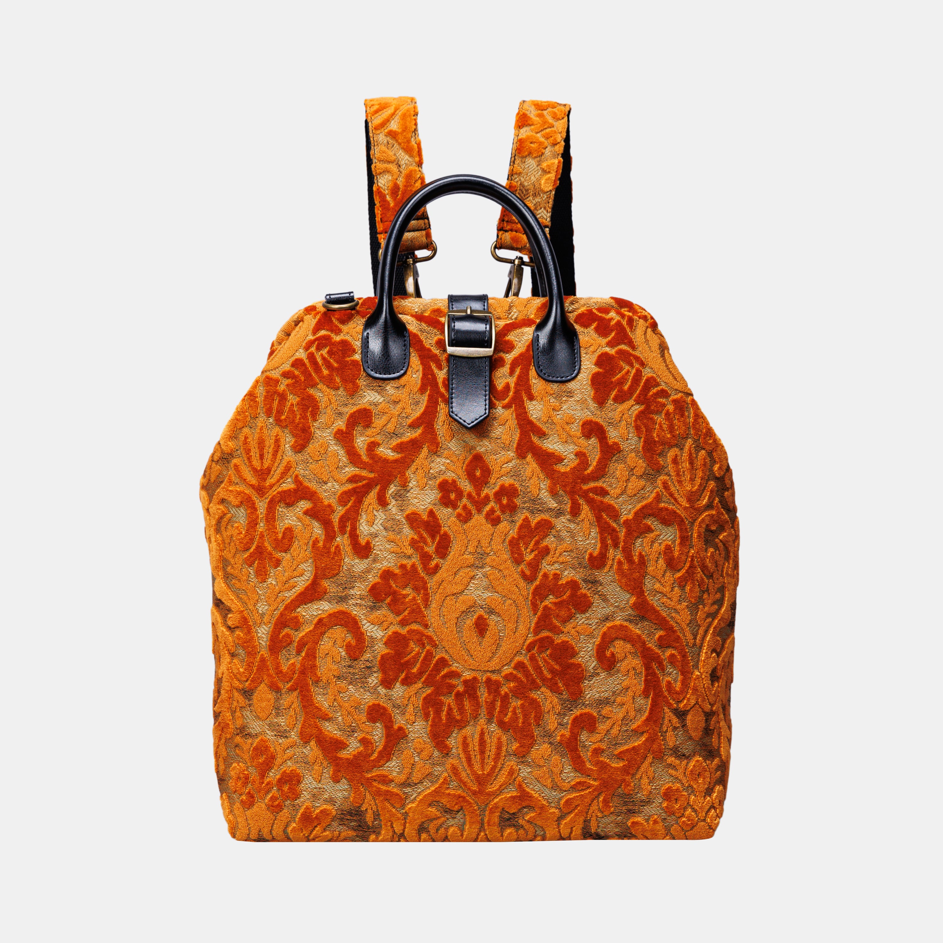 Burnout Velvet Orange Carpet Laptop Backpack MCW Handmade