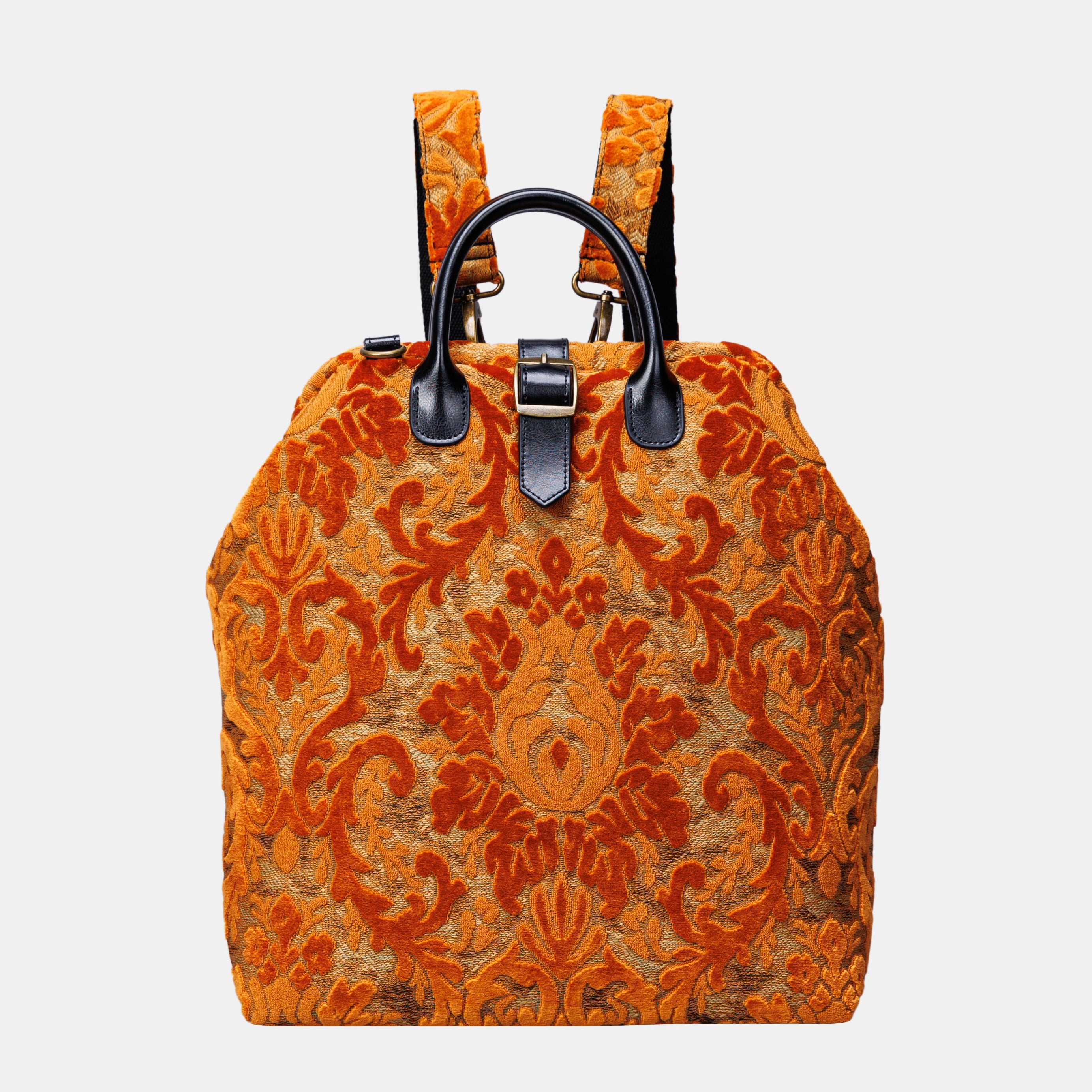 Burnout Velvet Orange Carpet Laptop Backpack MCW Handmade