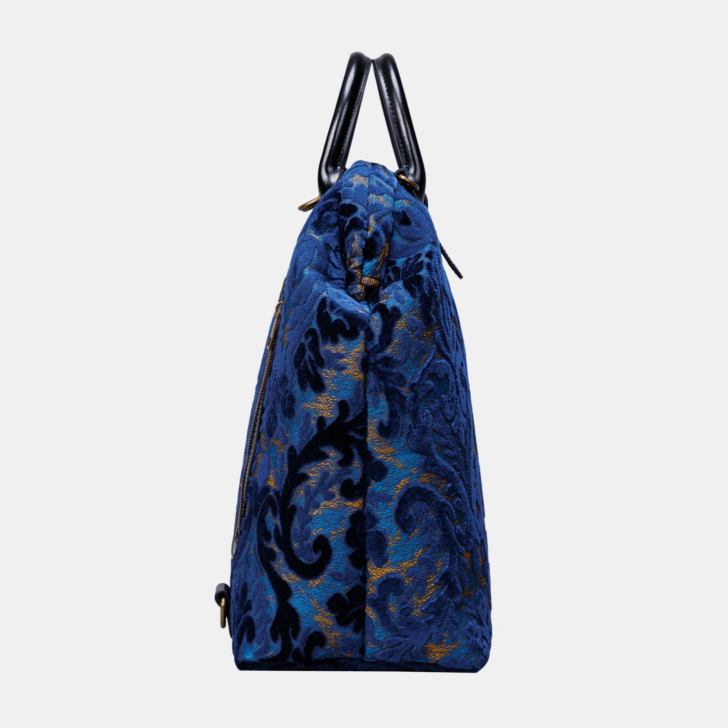 Burnout Velvet Navy Carpet Laptop Backpack MCW Handmade-4