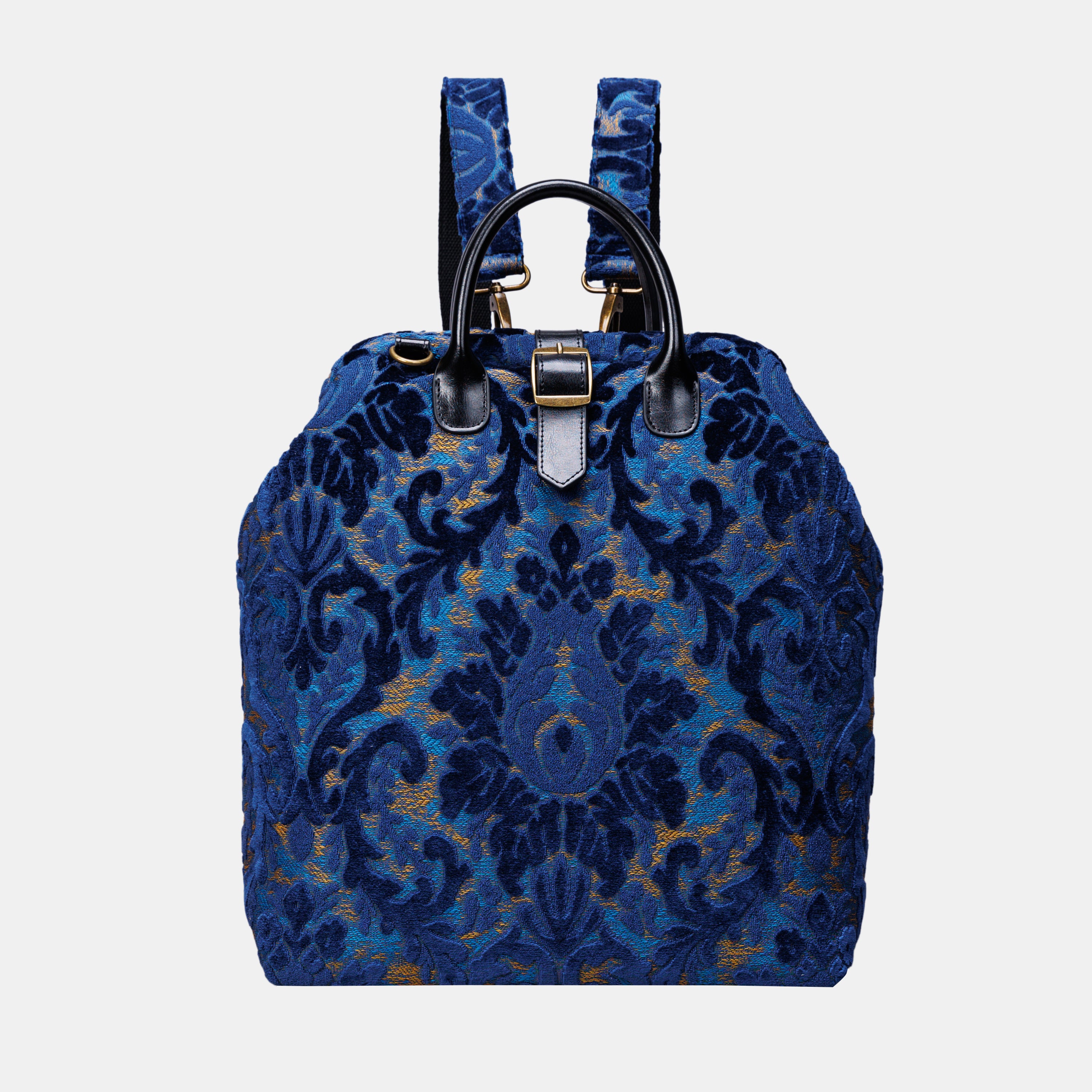 Burnout Velvet Navy Carpet Laptop Backpack MCW Handmade