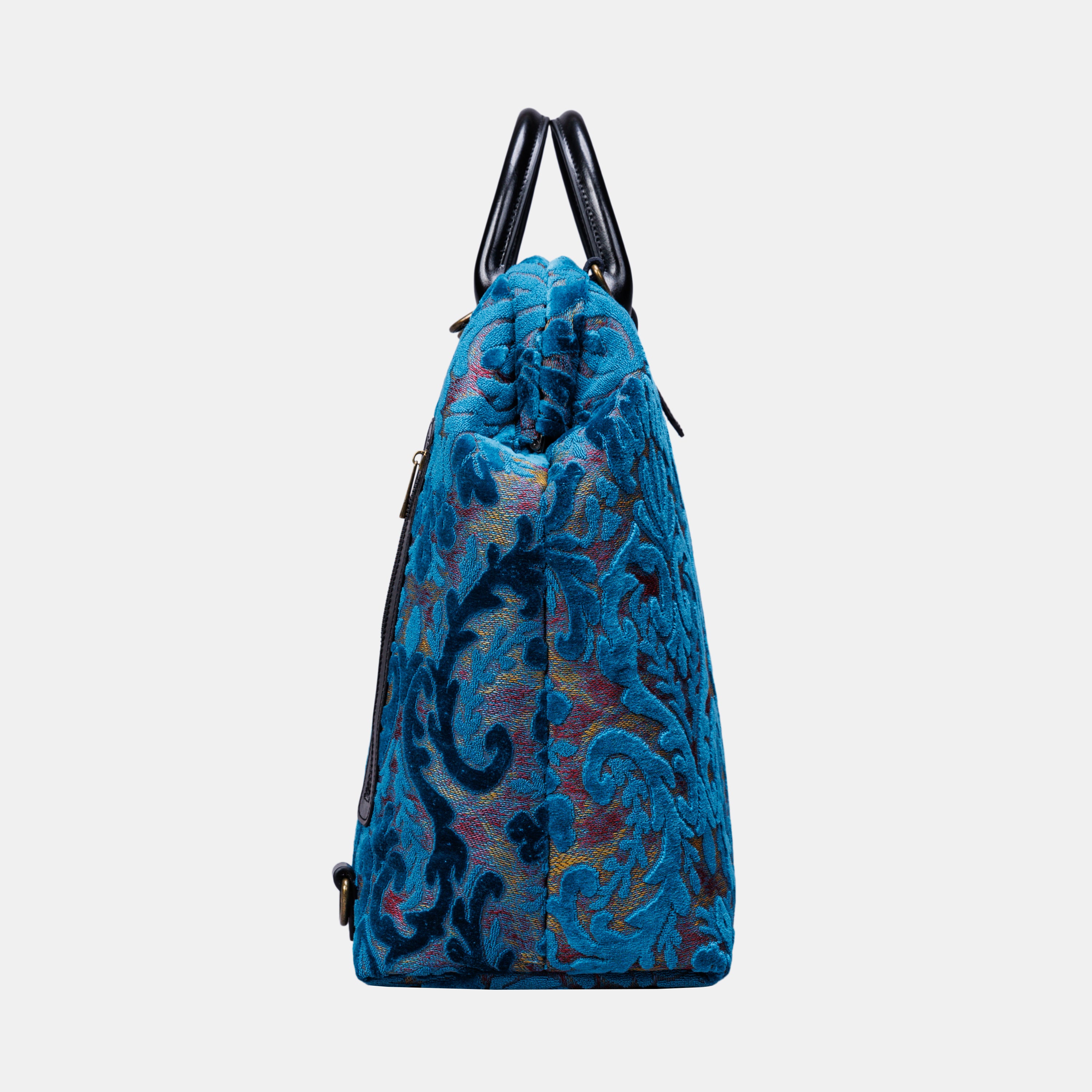Burnout Velvet Aqua Blue Carpet Laptop Backpack MCW Handmade-7
