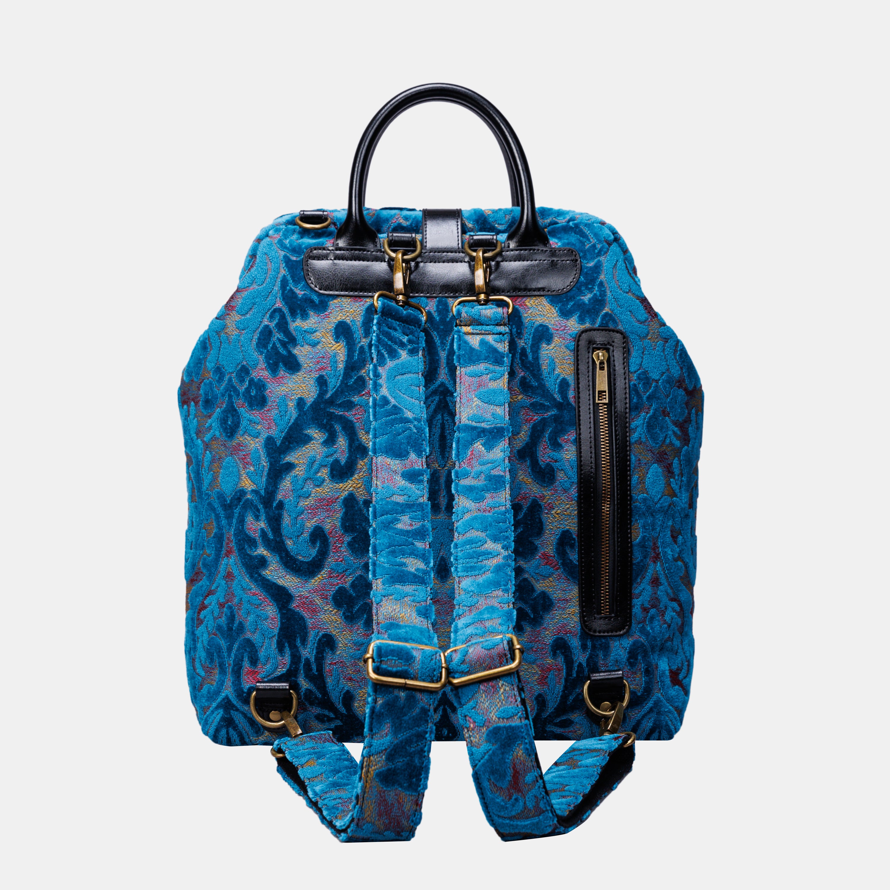 Burnout Velvet Aqua Blue Carpet Laptop Backpack MCW Handmade-4