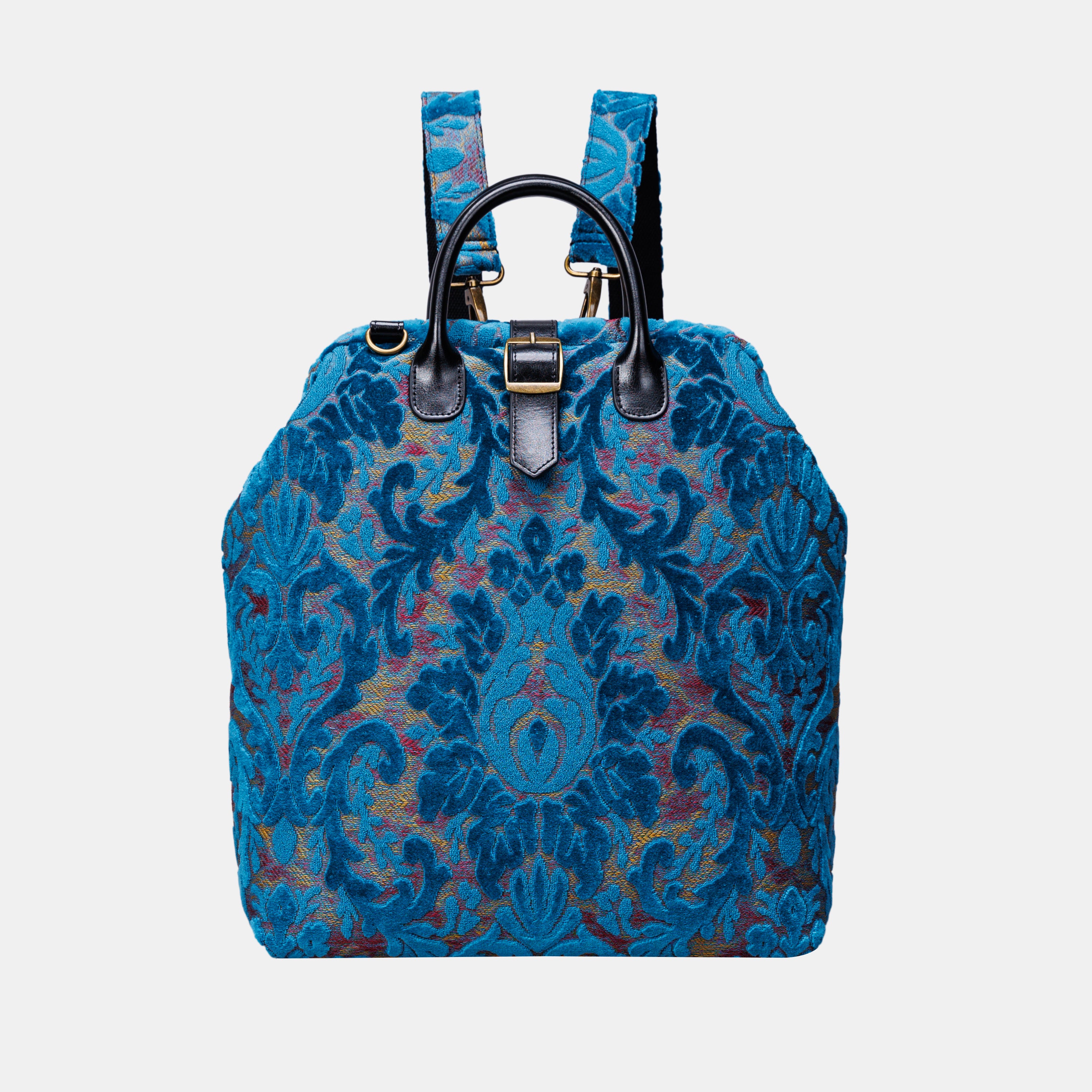 Burnout Velvet Aqua Blue Carpet Laptop Backpack MCW Handmade