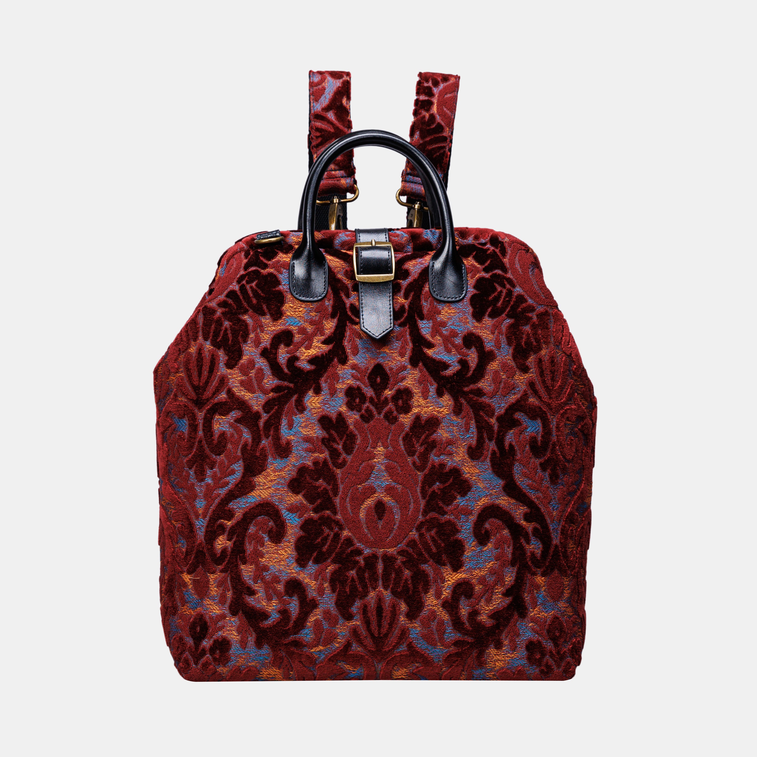 Burnout Velvet Wine Carpet Laptop Backpack  MCW Handmade