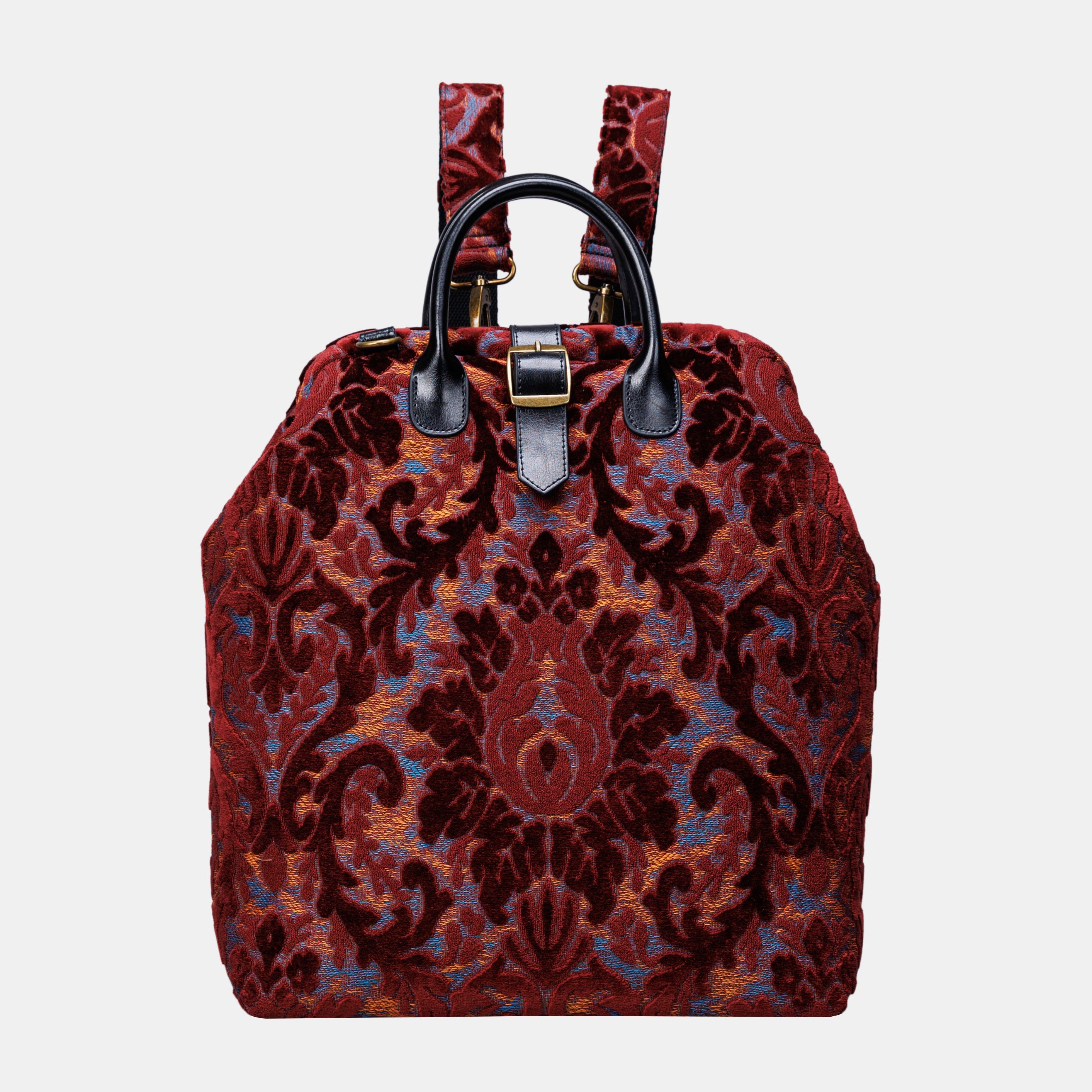 Burnout Velvet Wine Carpet Laptop Backpack MCW Handmade