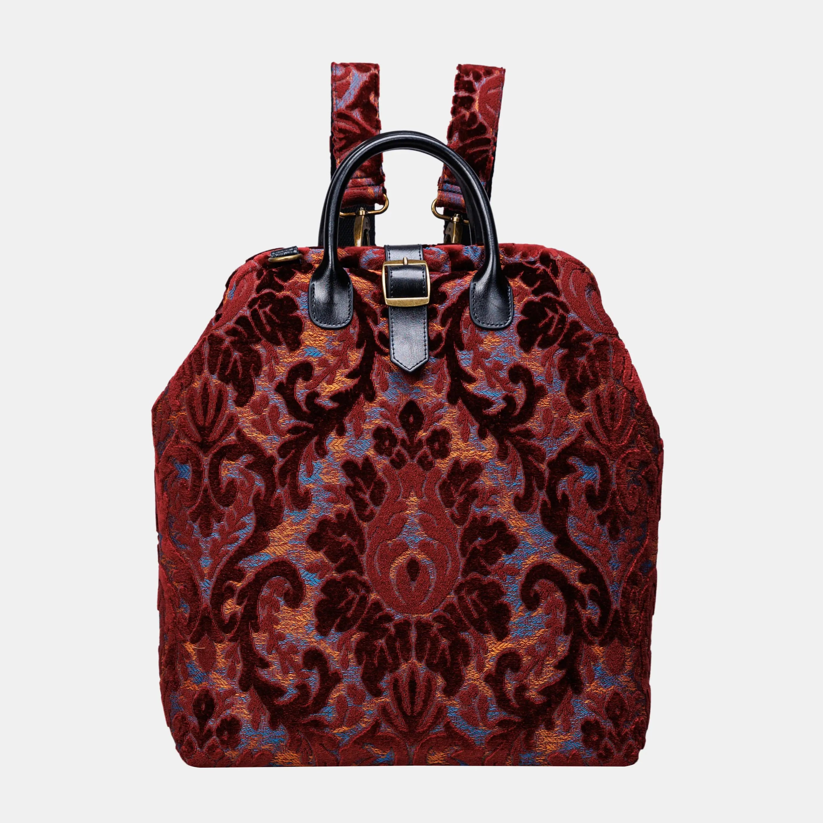Burnout Velvet Wine Carpet Laptop Backpack Carpetbag of America main