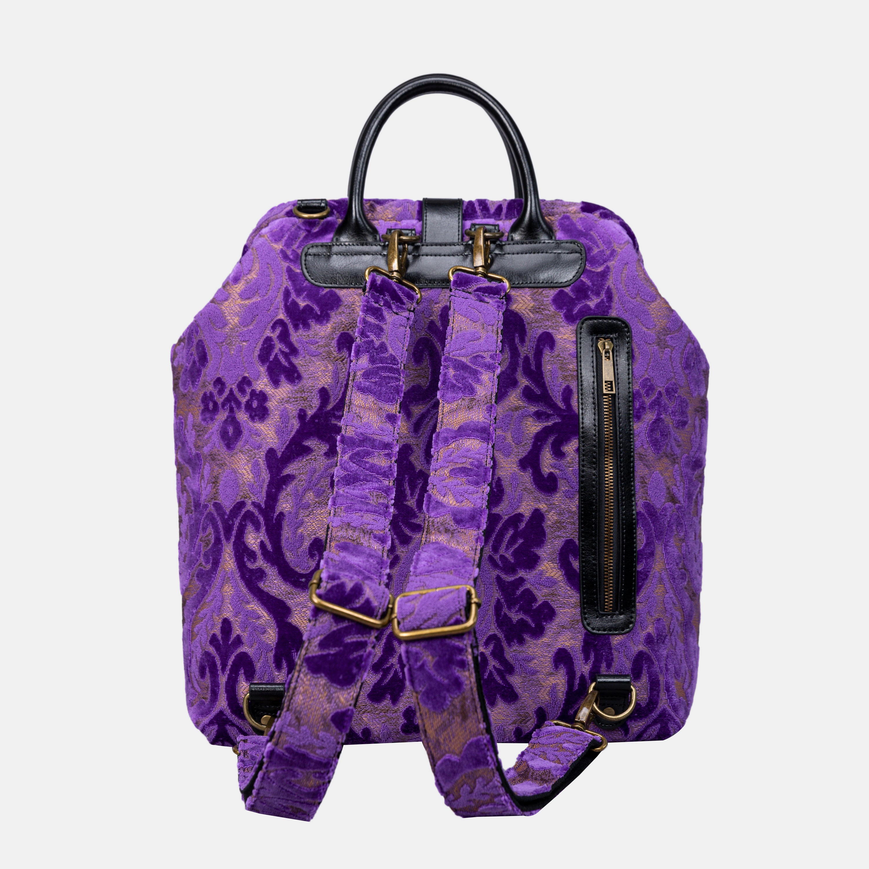 Burnout Velvet Purple Carpet Laptop Backpack MCW Handmade-4