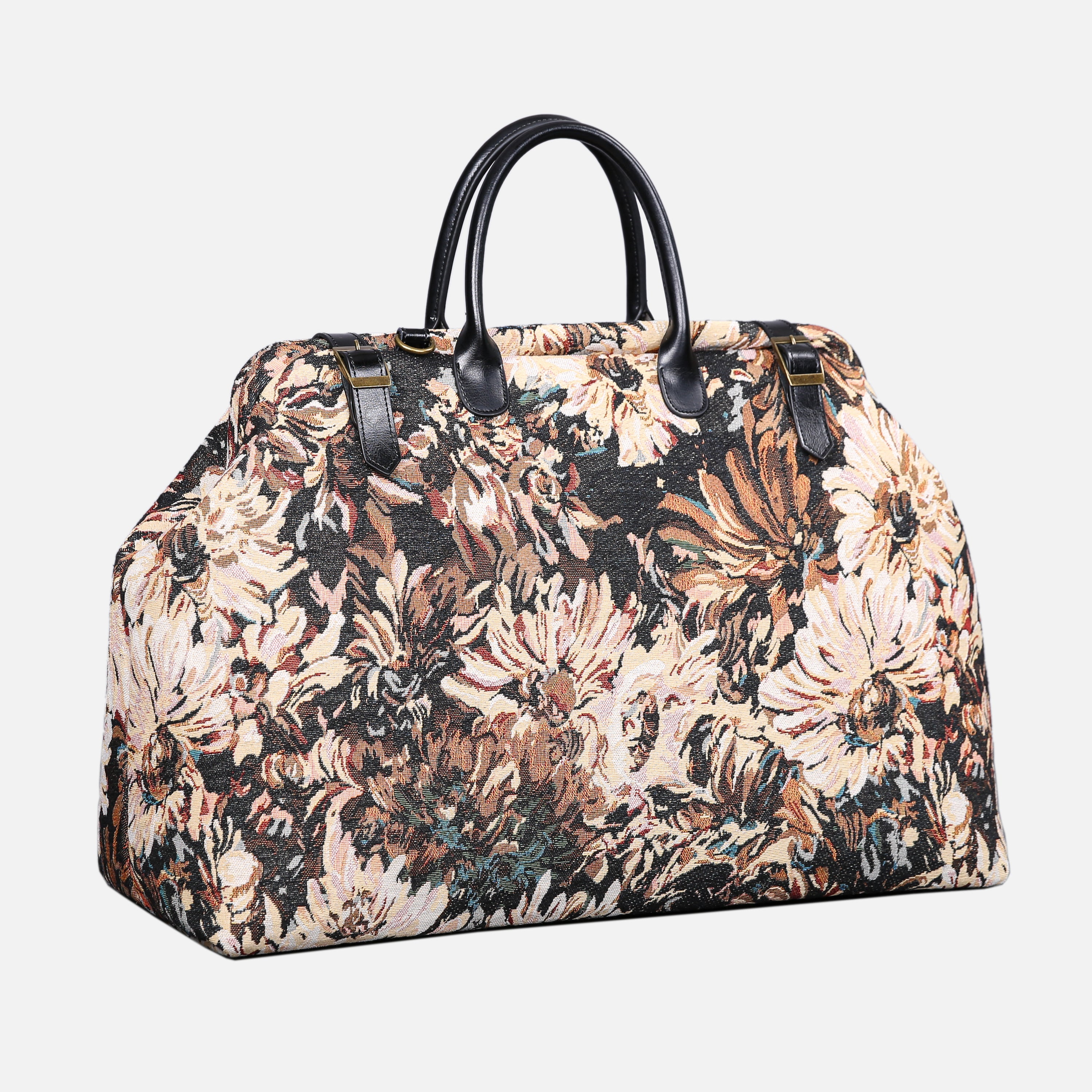 Blooming Daisy Black Large Carpetbag MCW Handmade-2