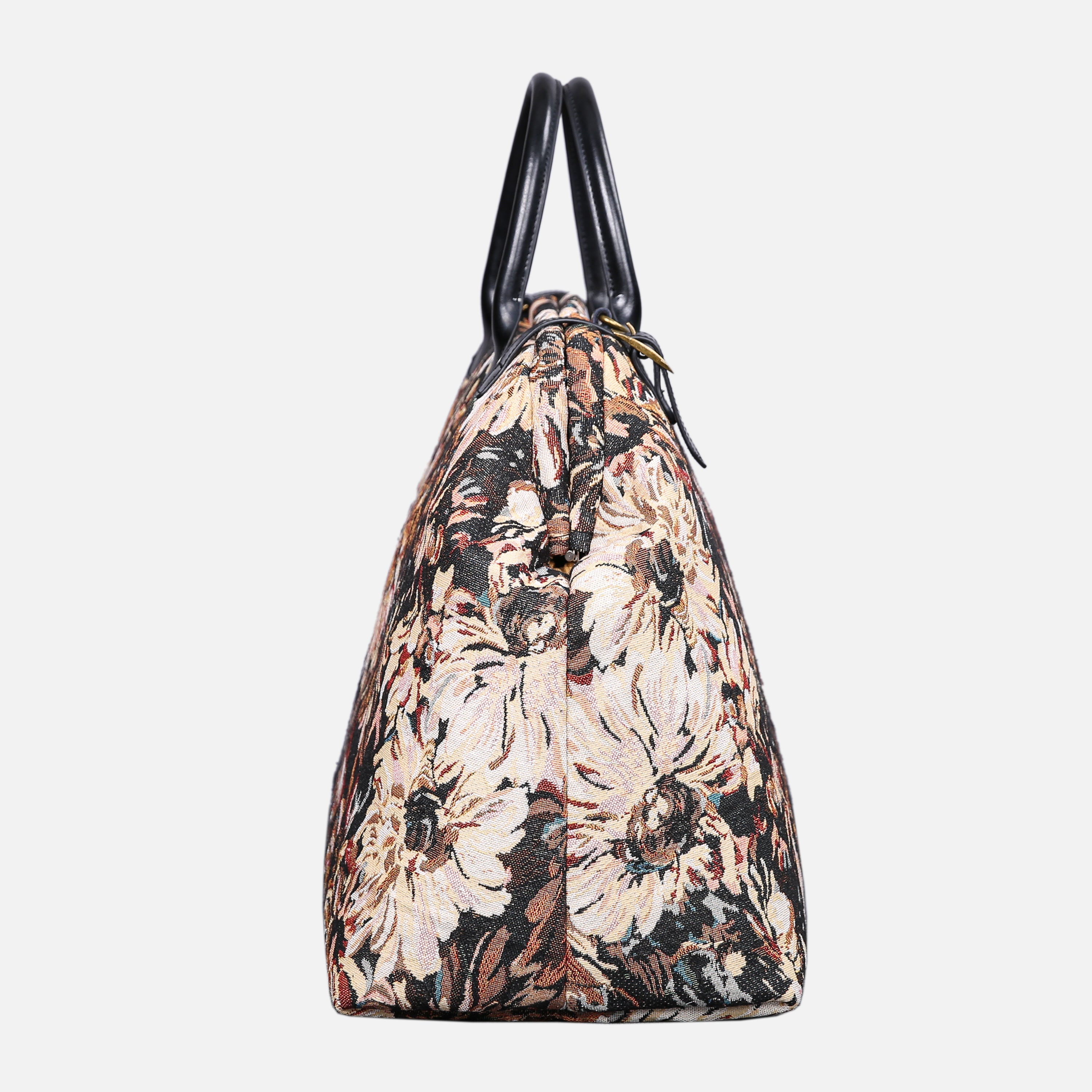 Blooming Daisy Black Large Carpetbag MCW Handmade-3