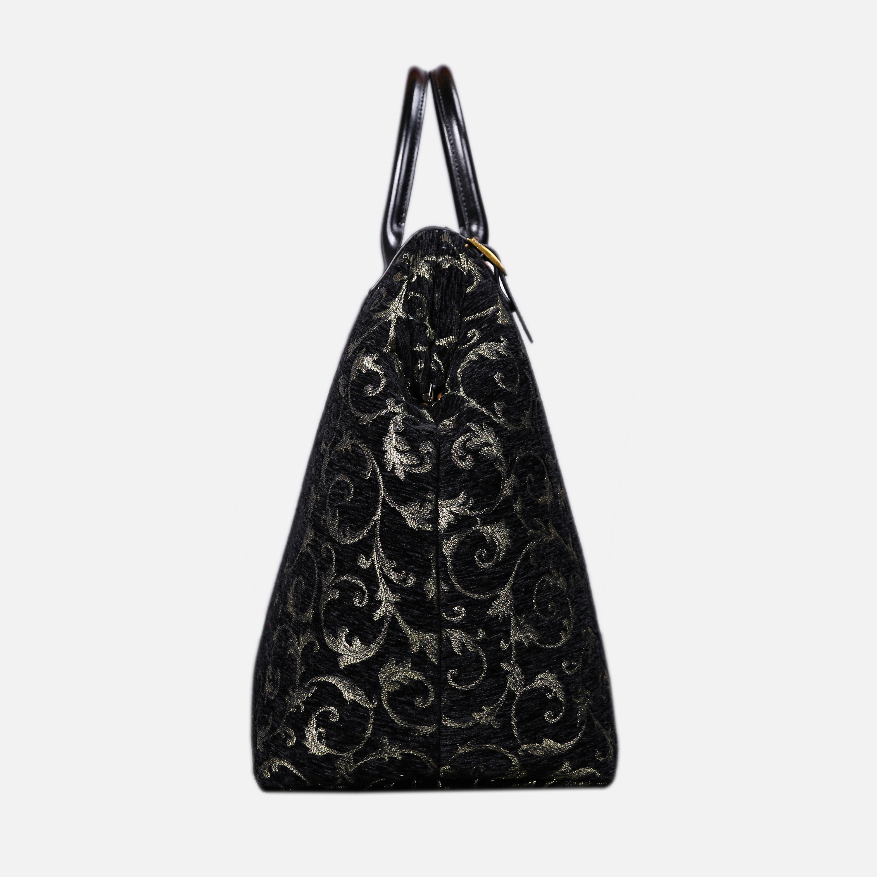 Vintage Scroll Black Large Carpetbag MCW Handmade-2