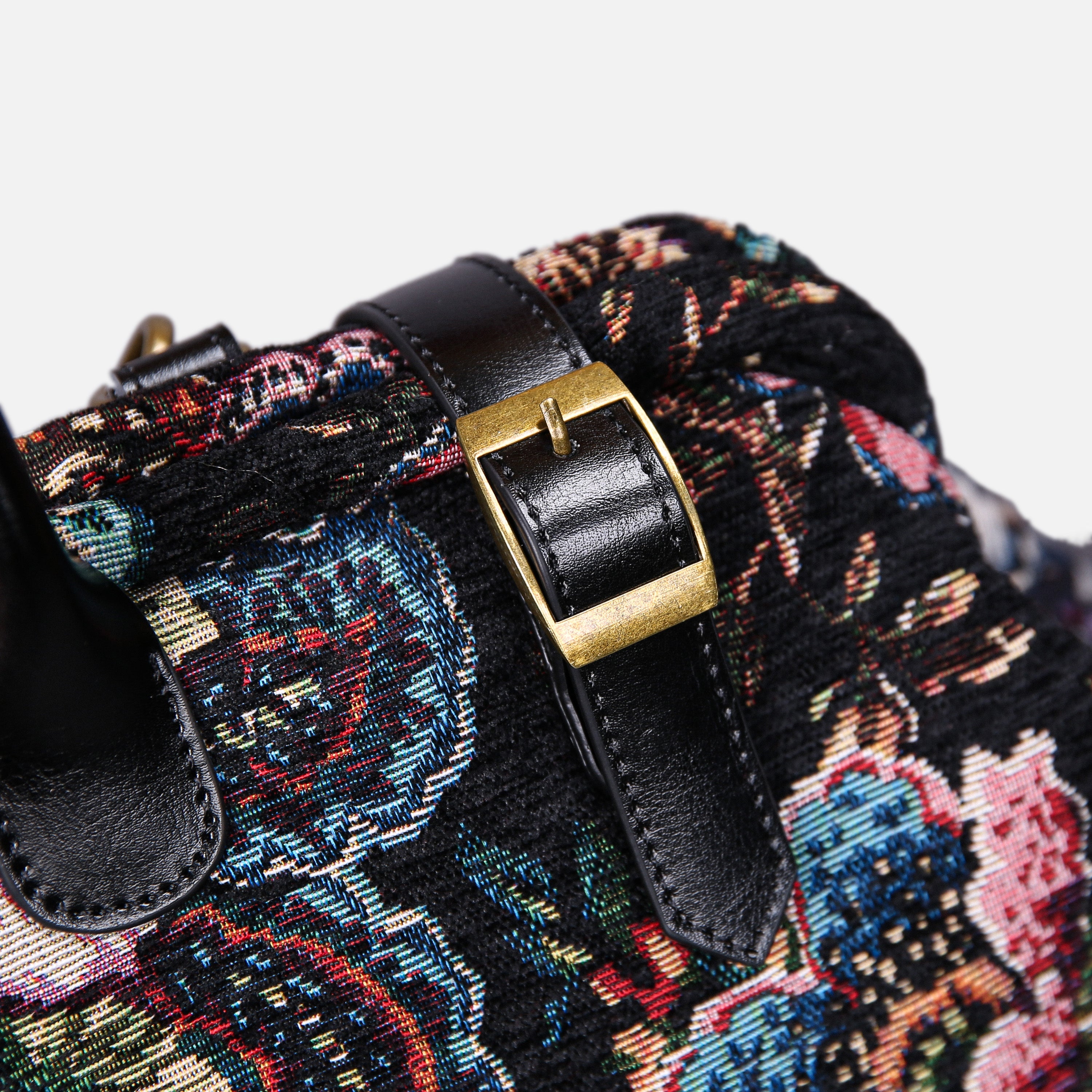 Rose Garden Black Large Carpetbag MCW Handmade-3