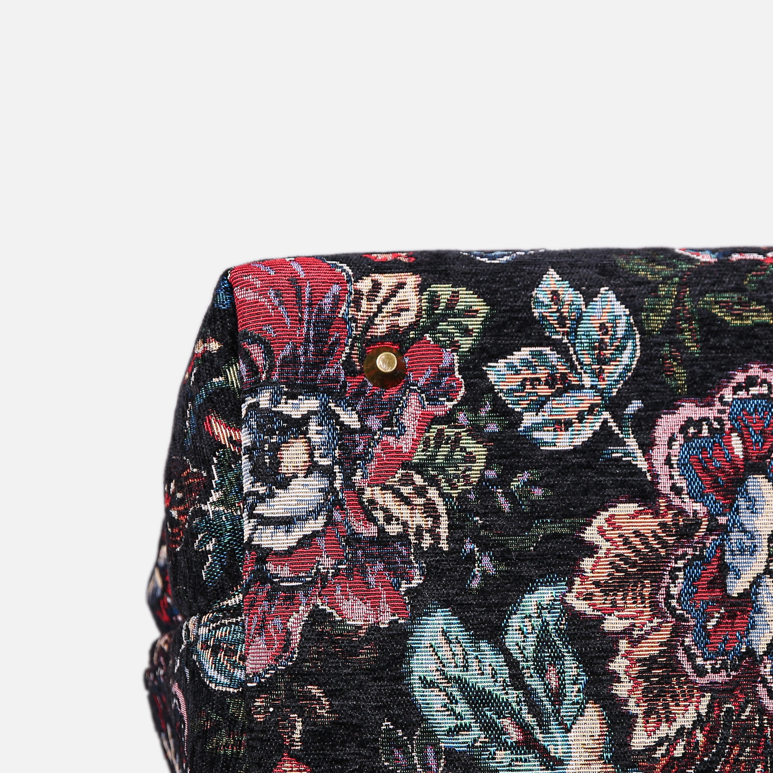 Rose Garden Black Large Carpetbag MCW Handmade-4