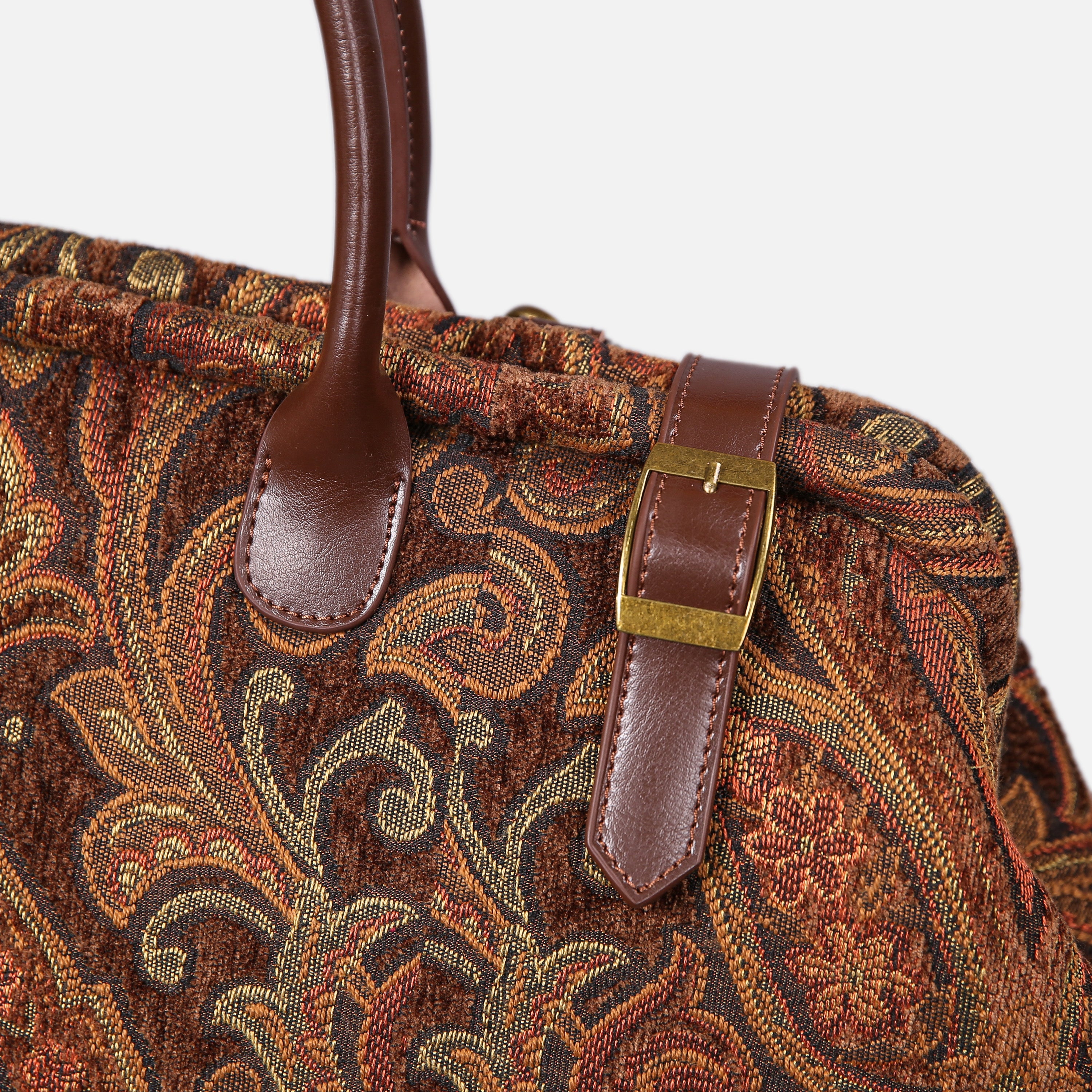 Damask D. Brown Large Carpetbag MCW Handmade-3