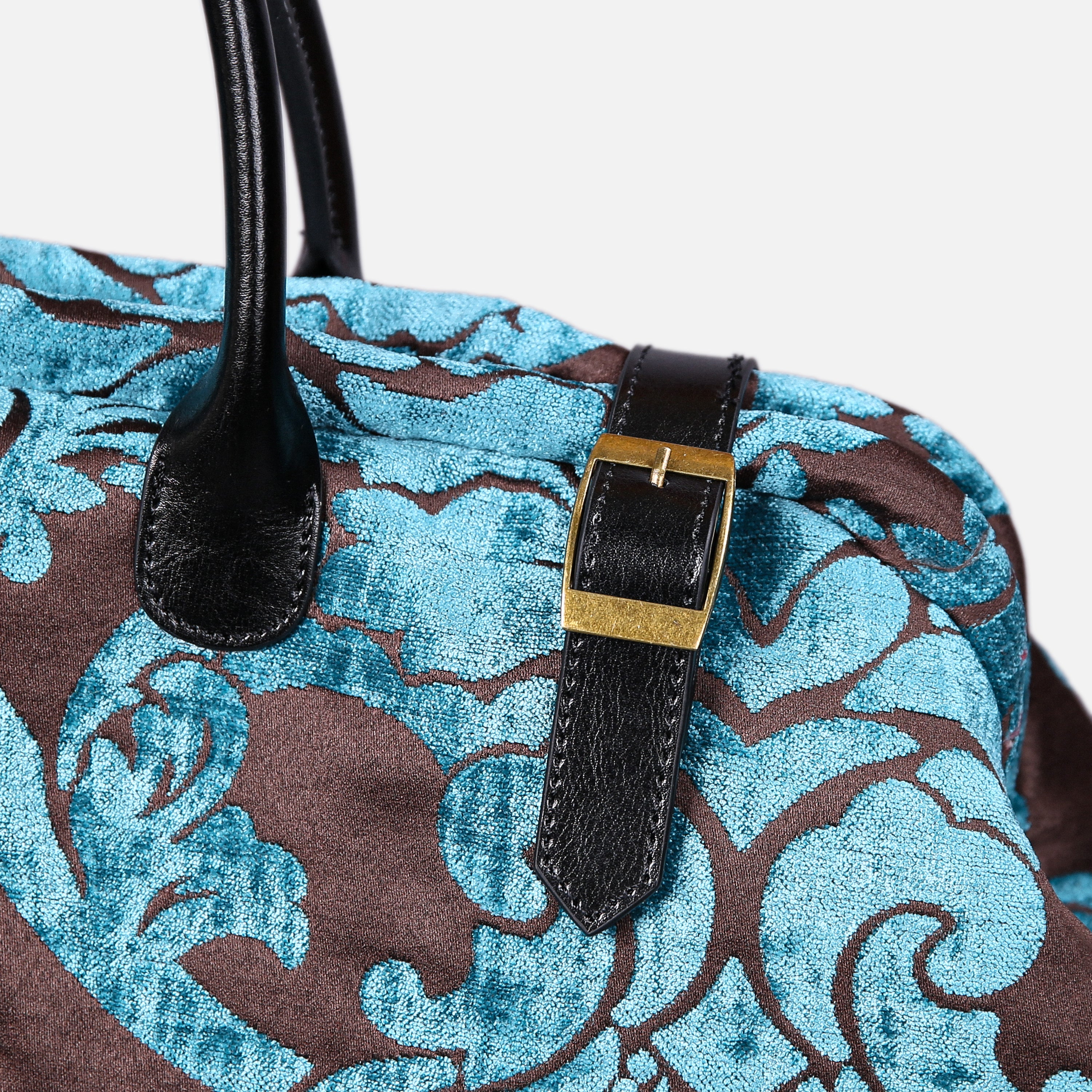 Luxury Damask Blue Large Carpetbag MCW Handmade-3