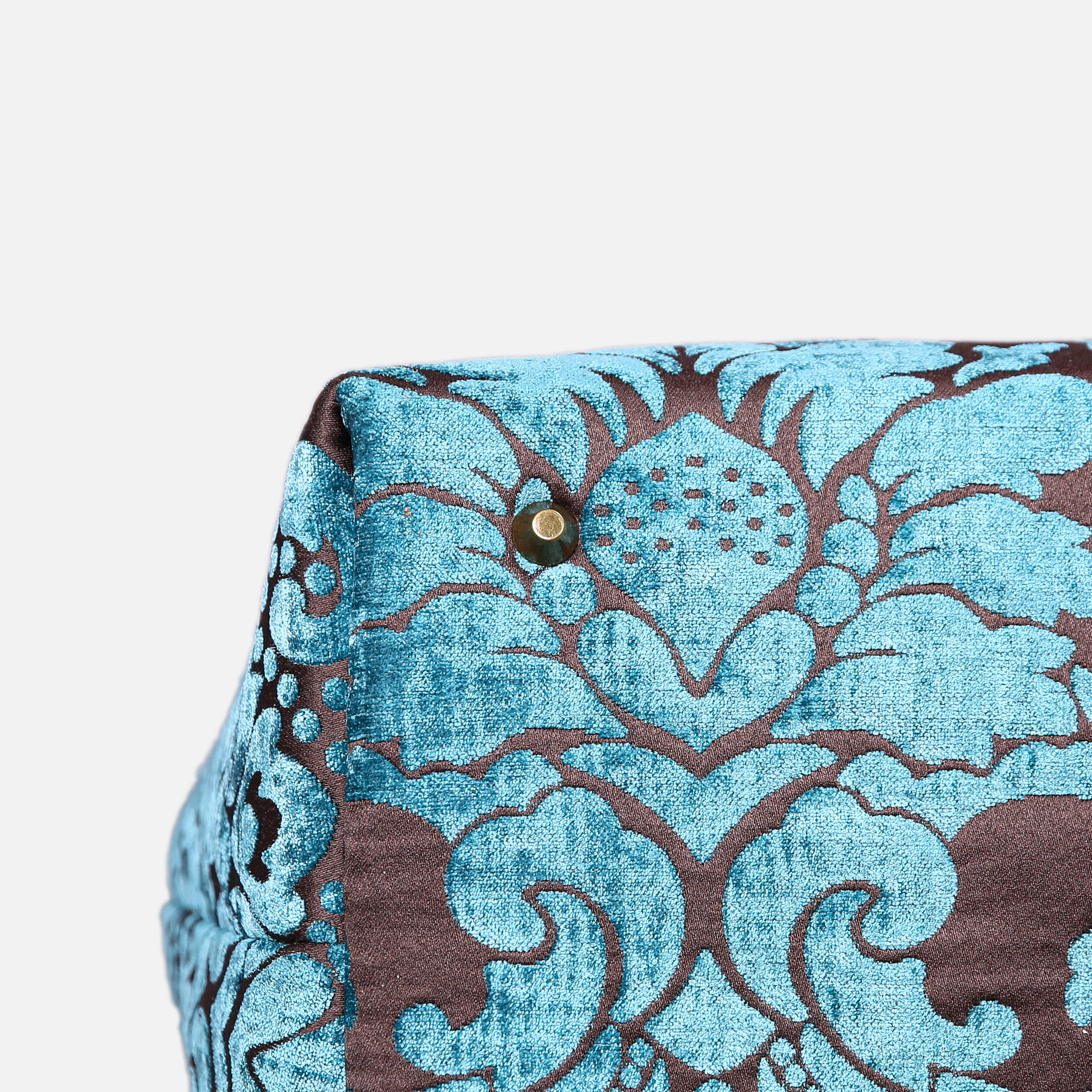 Luxury Damask Blue Large Carpetbag MCW Handmade-4