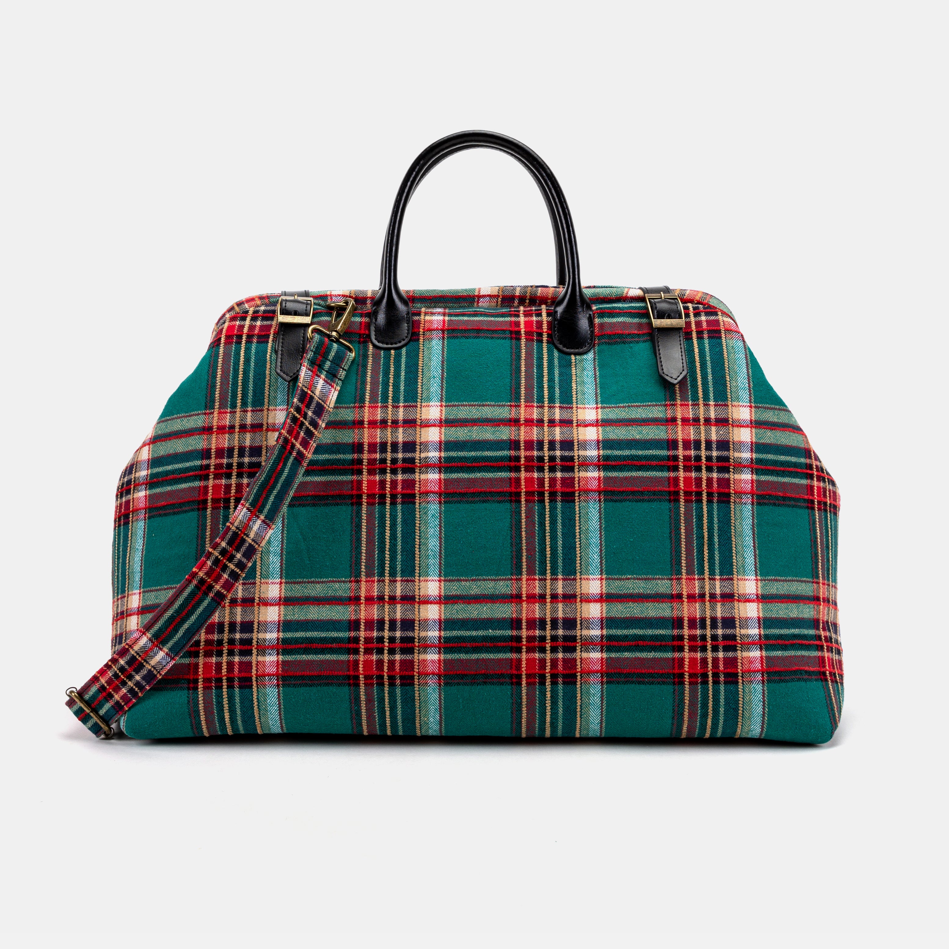 Tartan Stewart Green Large Carpetbag Carpetbag of America front