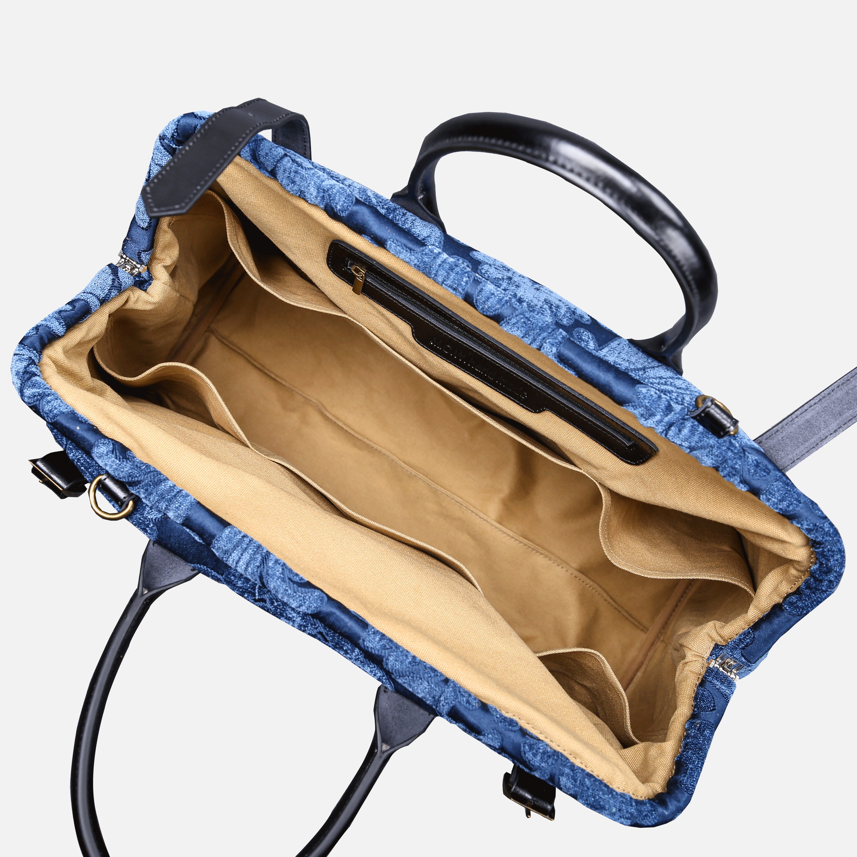 Queen Royal Blue Large Carpetbag MCW Handmade-4