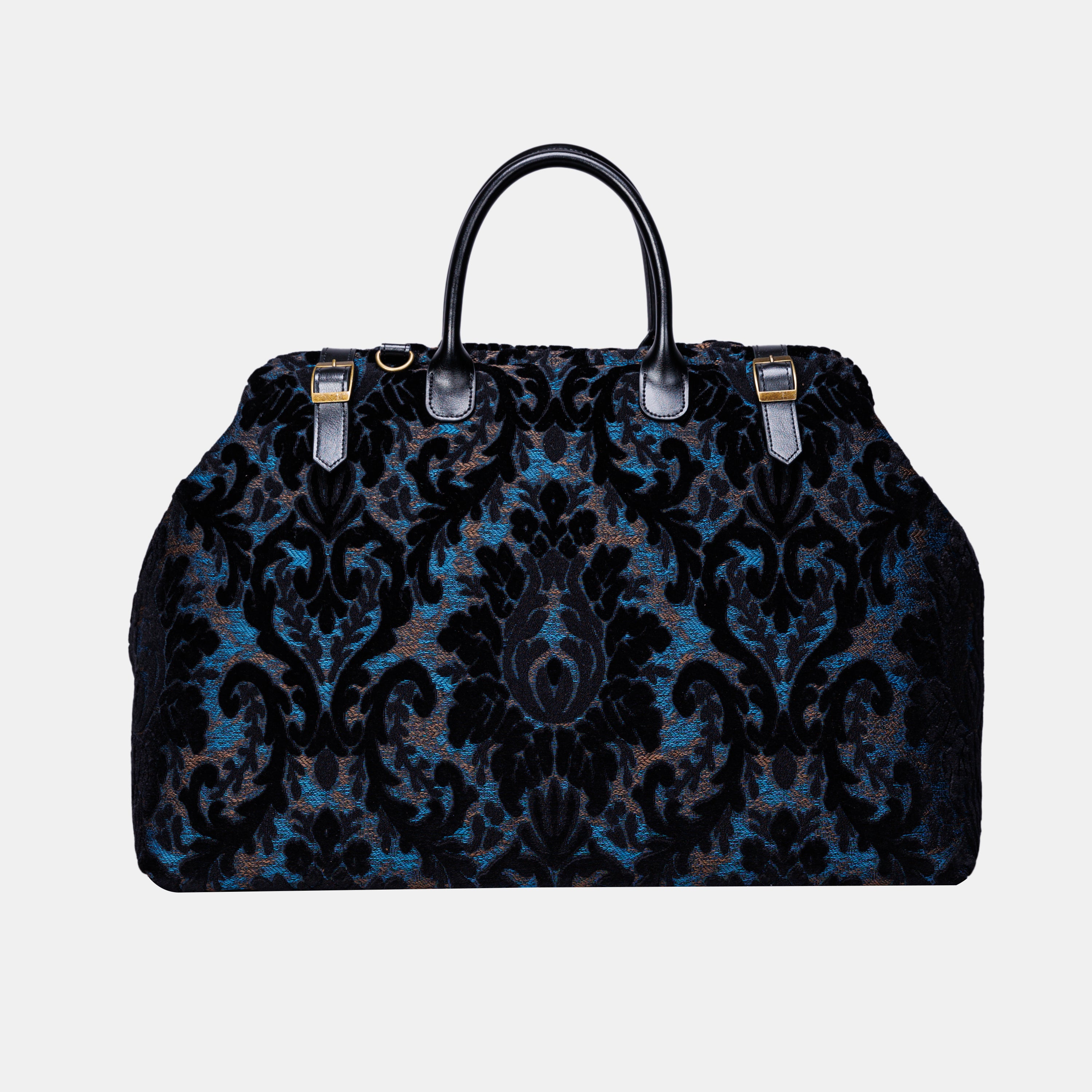 Burnout Velvet Black Large Carpetbag MCW Handmade