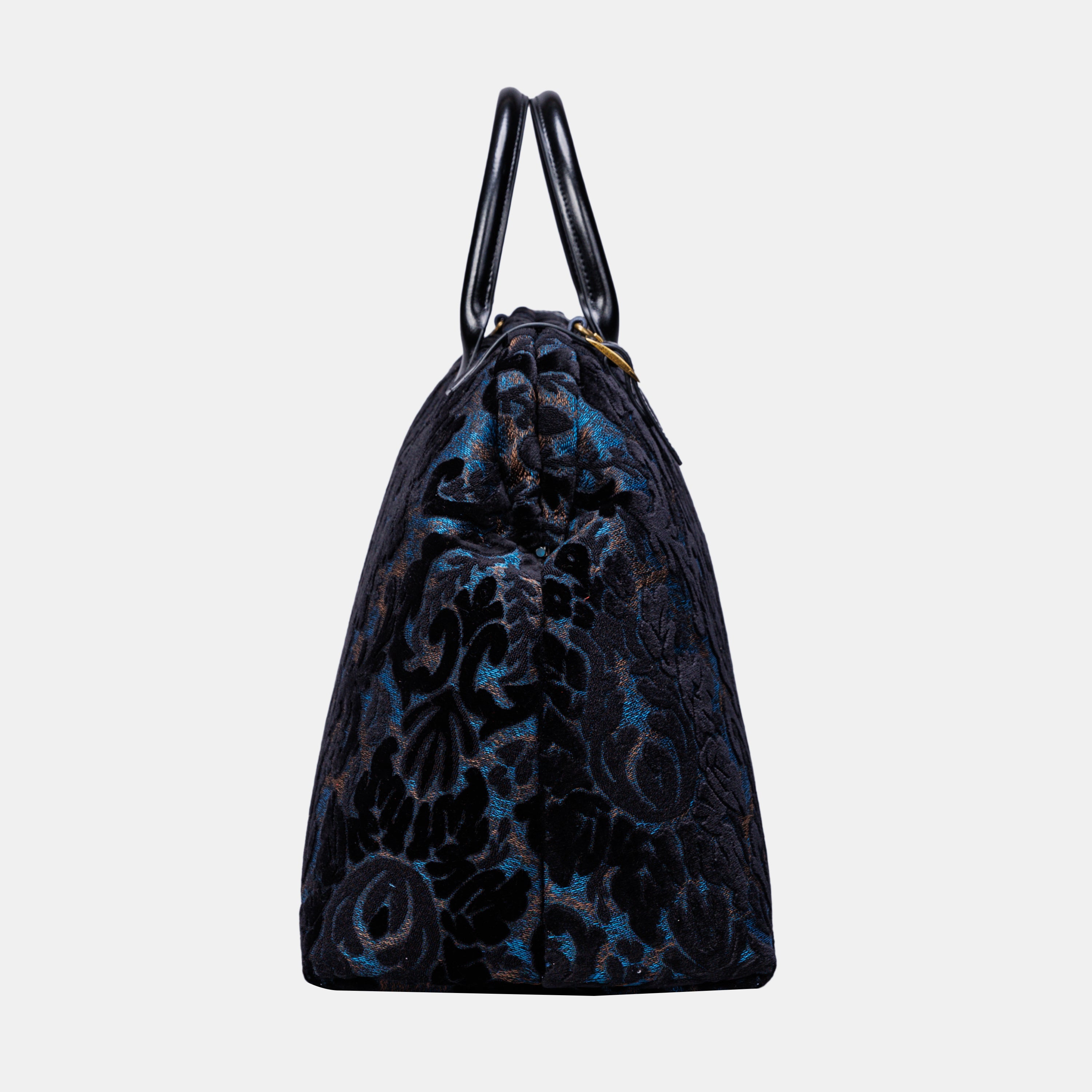 Burnout Velvet Black Large Carpetbag MCW Handmade-5