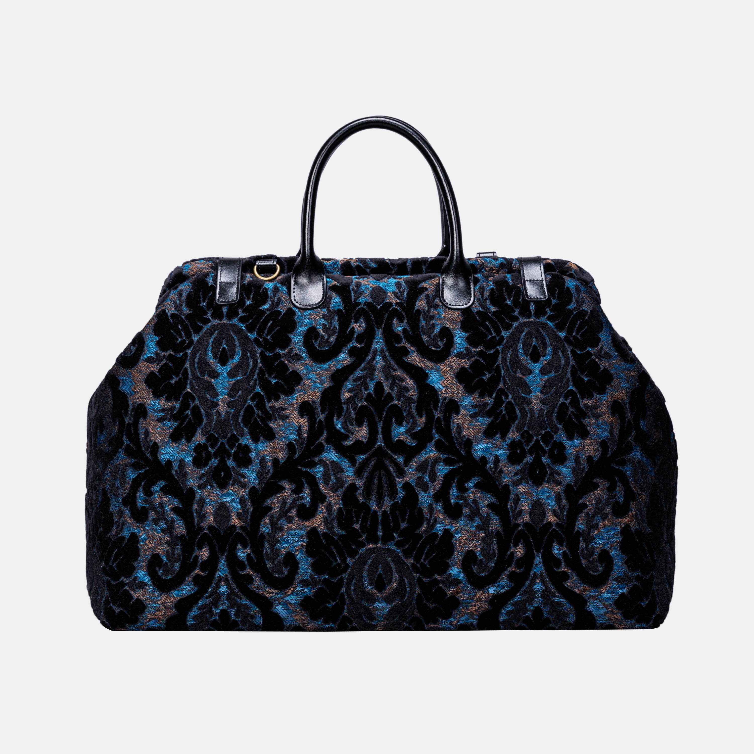 Burnout Velvet Black Large Carpetbag MCW Handmade-3