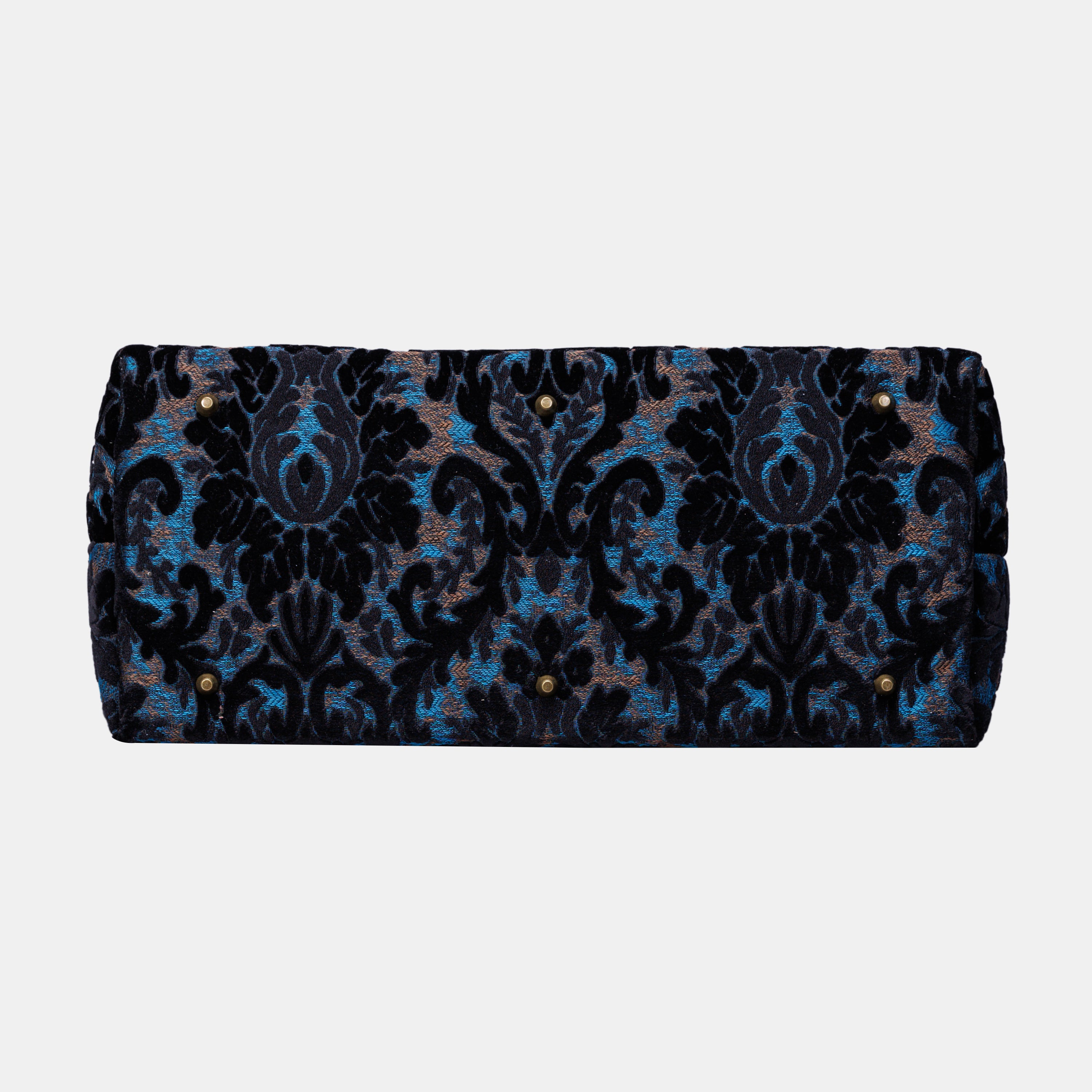 Burnout Velvet Black Large Carpetbag MCW Handmade-6
