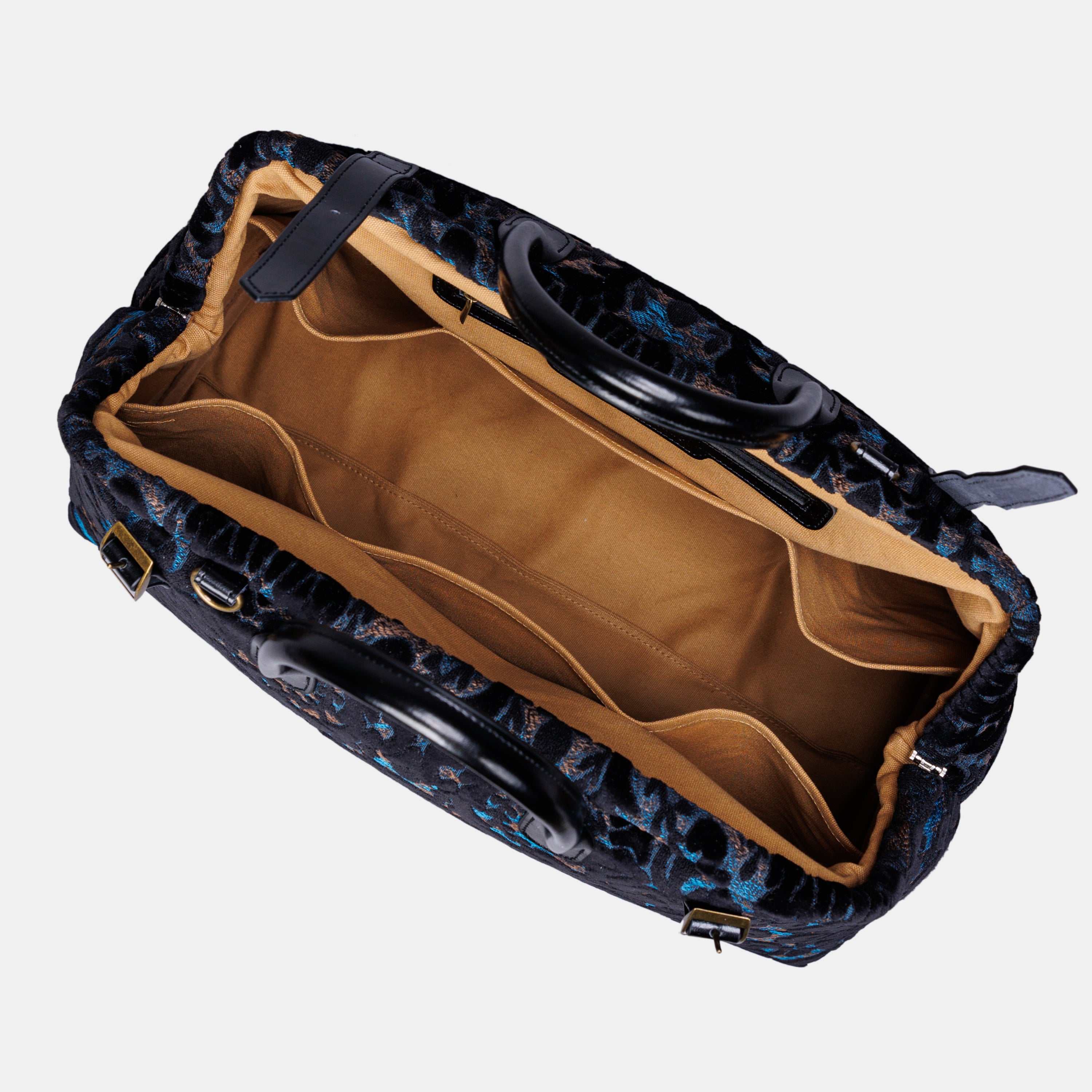 Burnout Velvet Black Large Carpetbag MCW Handmade-7