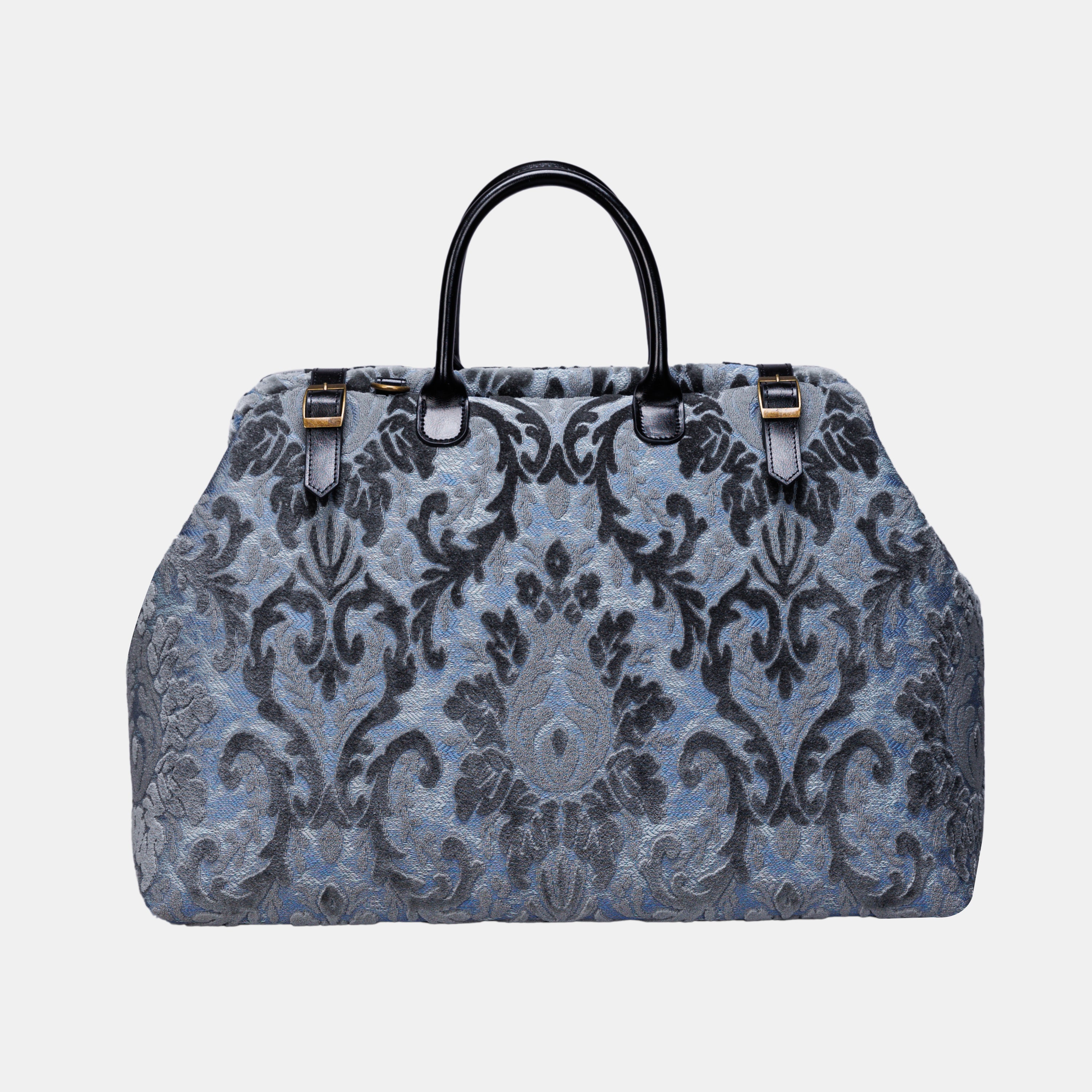 Burnout Velvet Steel Blue Large Carpetbag MCW Handmade