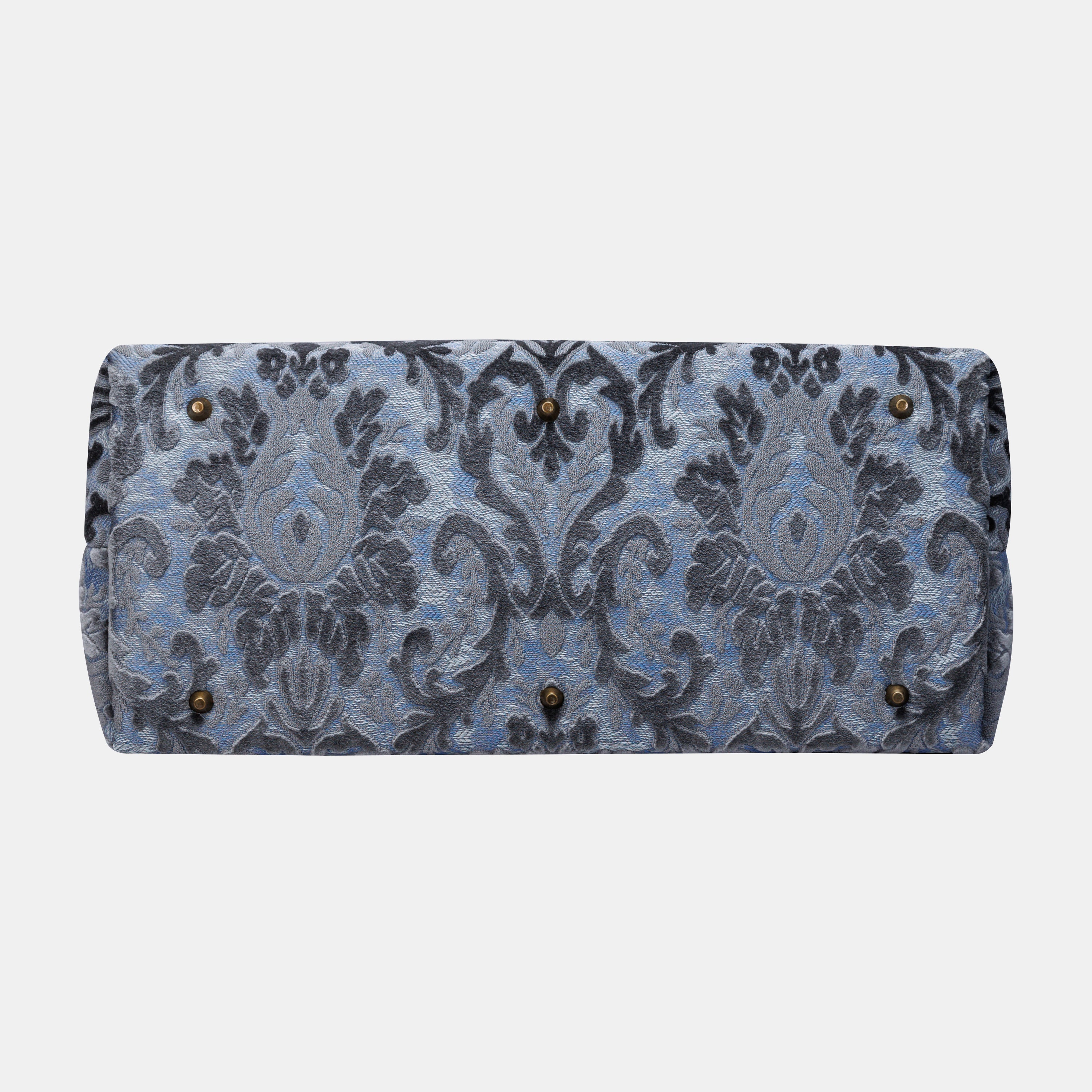 Burnout Velvet Steel Blue Large Carpetbag MCW Handmade-6