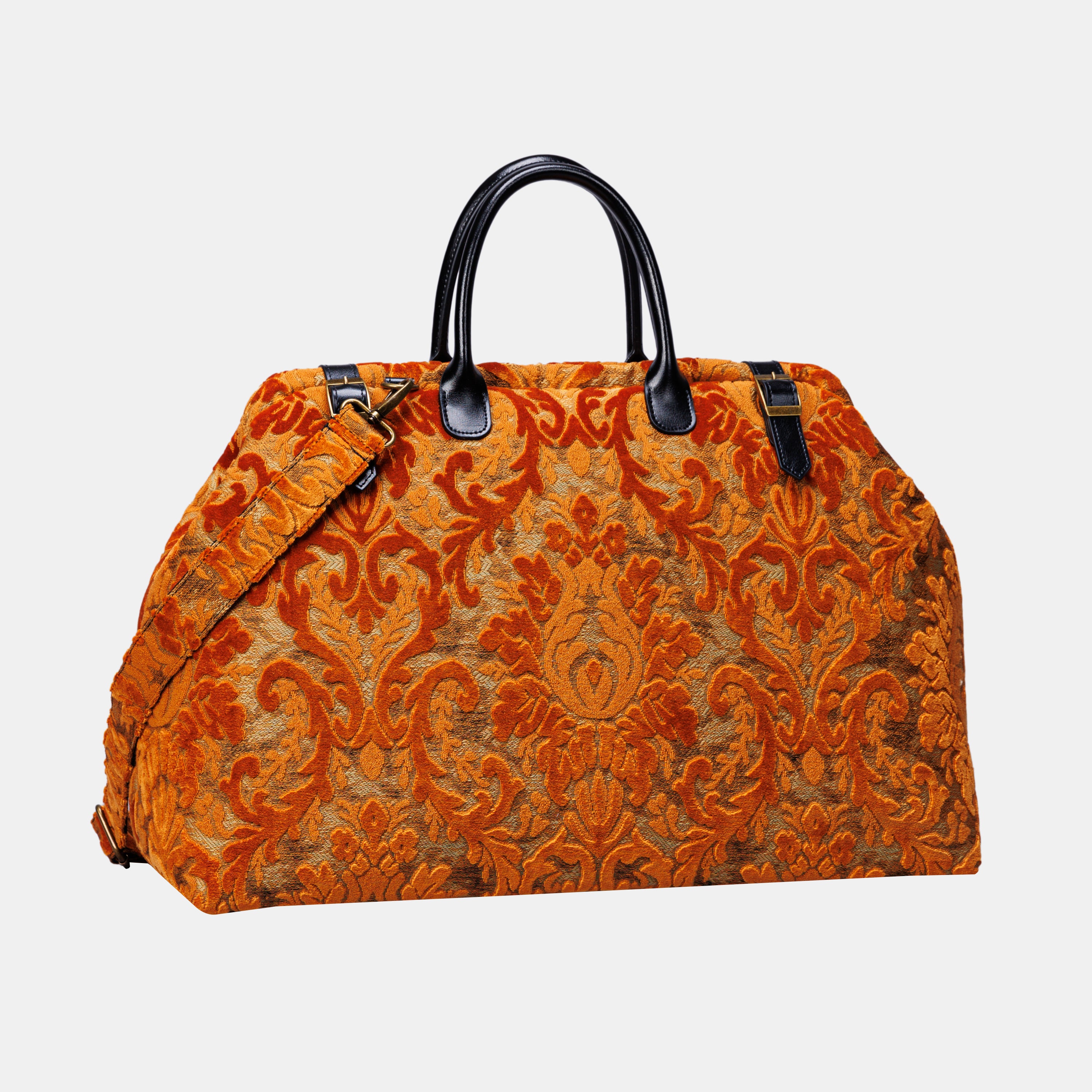 Burnout Velvet Orange Large Carpetbag MCW Handmade-2