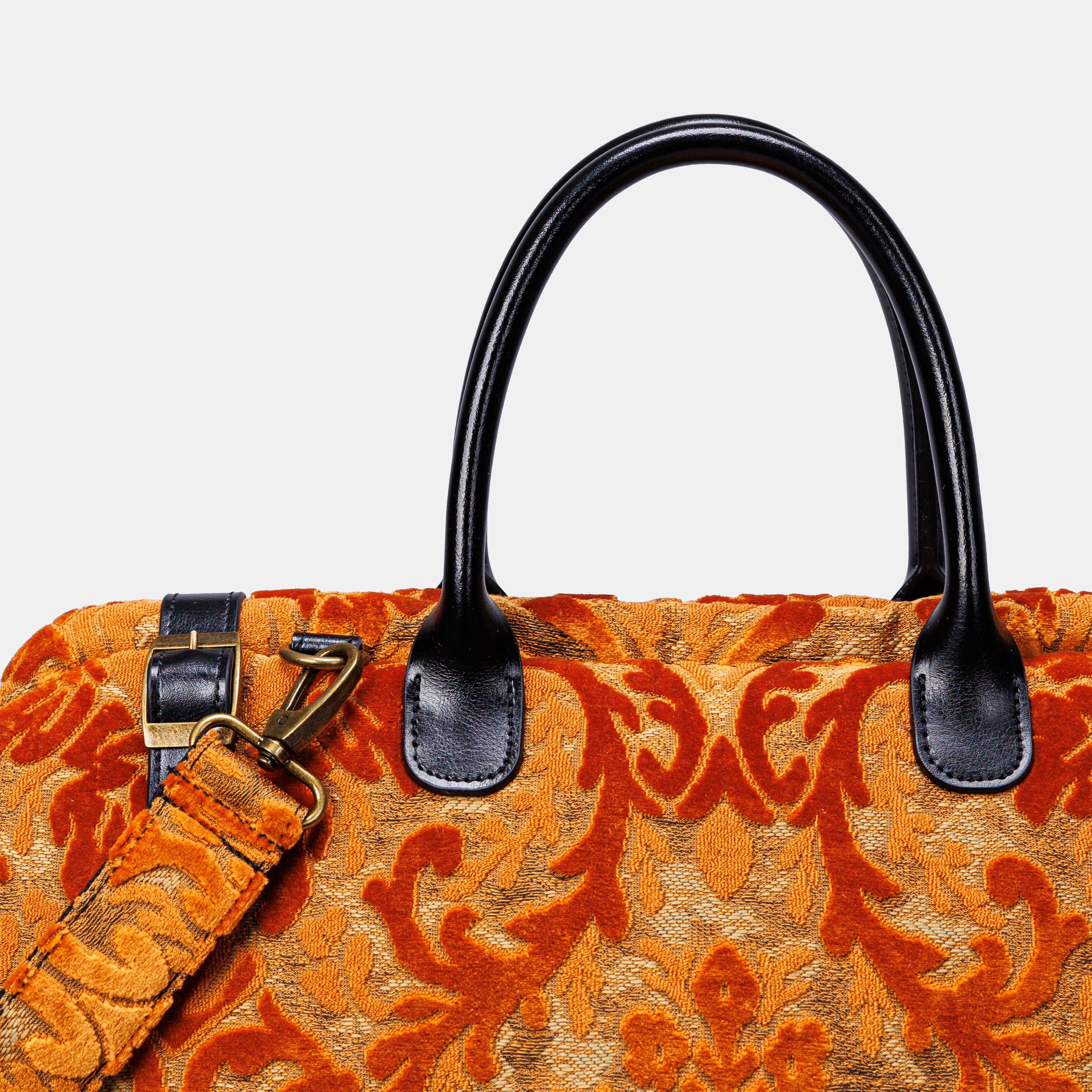 Burnout Velvet Orange Large Carpetbag MCW Handmade-4