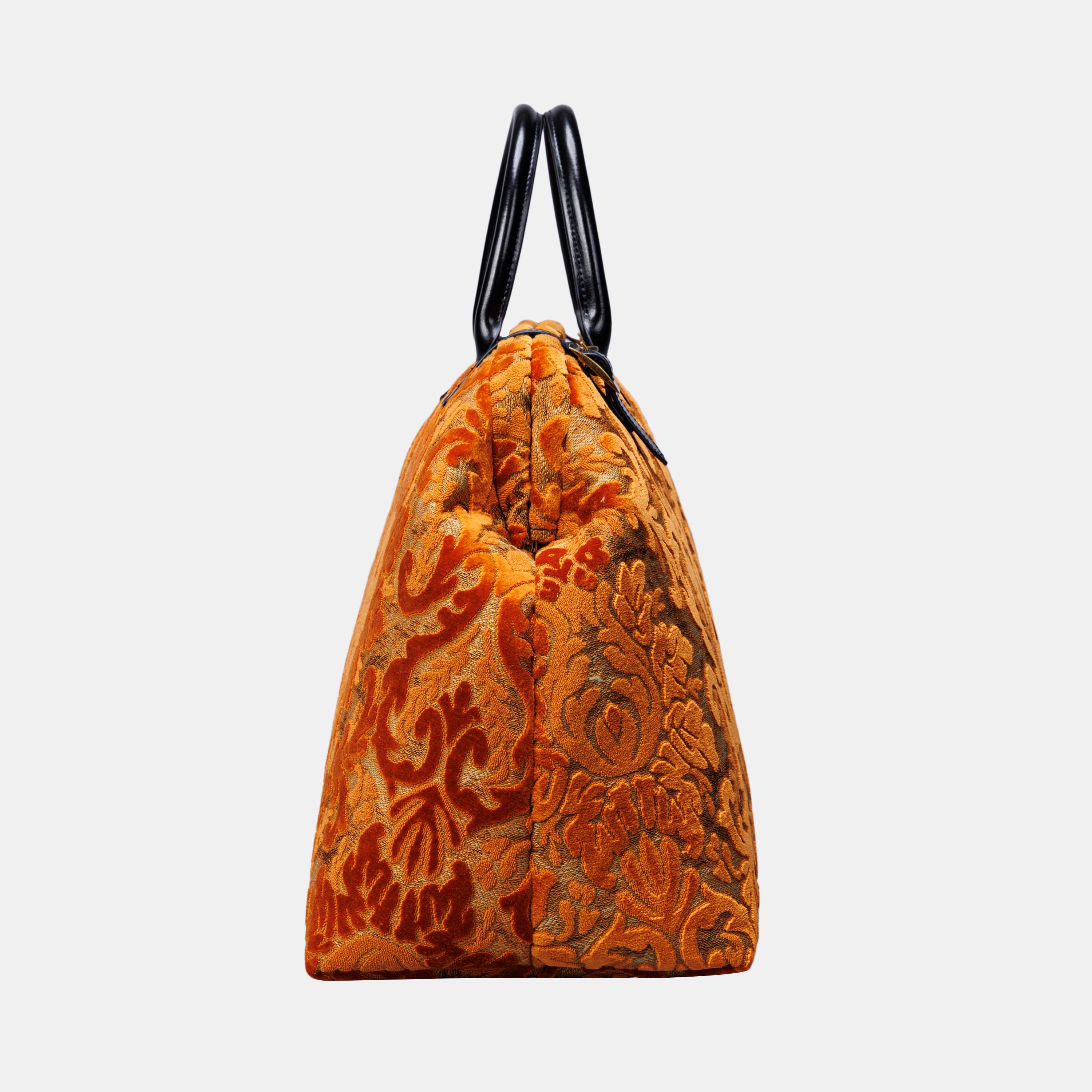 Burnout Velvet Orange Large Carpetbag MCW Handmade-5