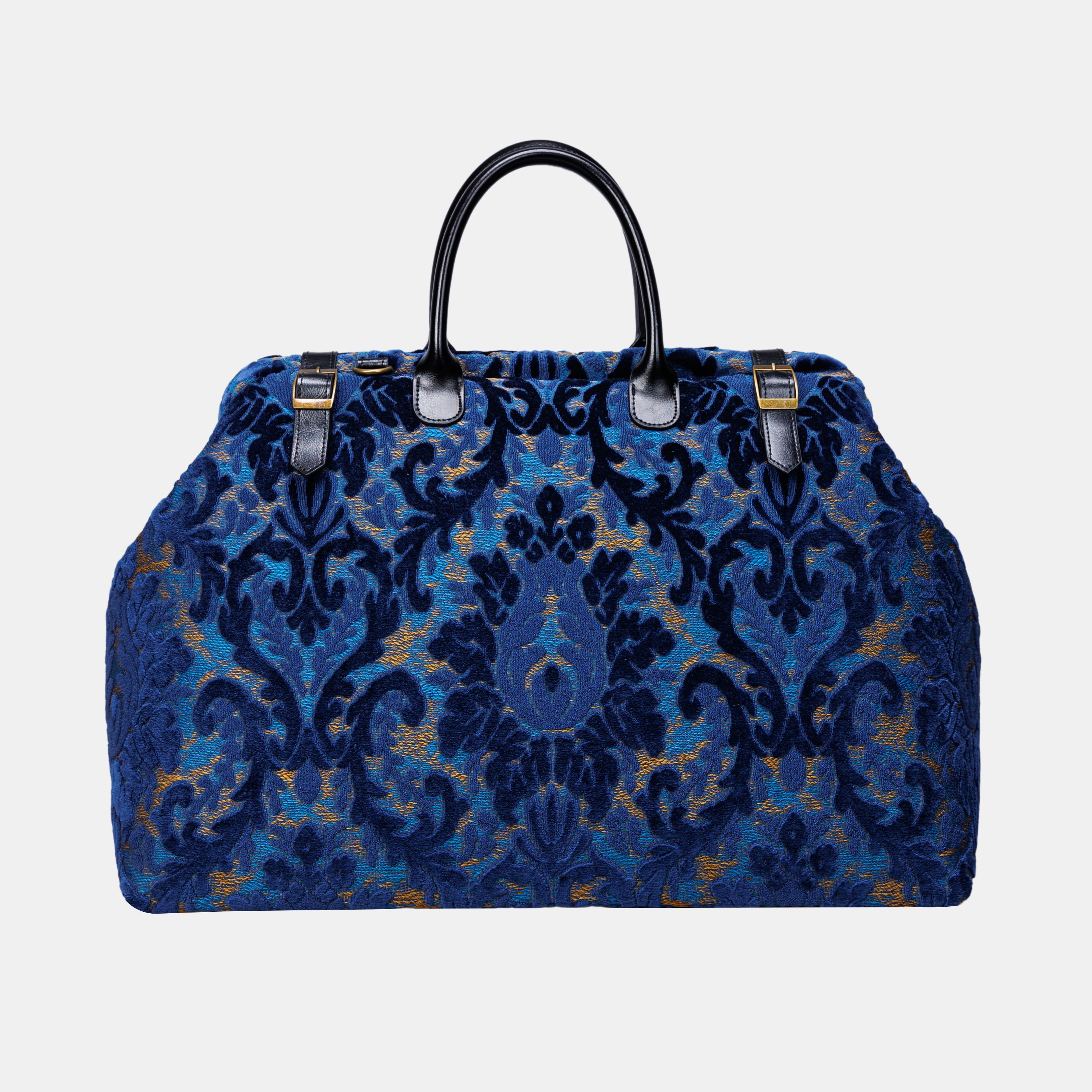 Burnout Velvet Navy Large Carpetbag  MCW Handmade