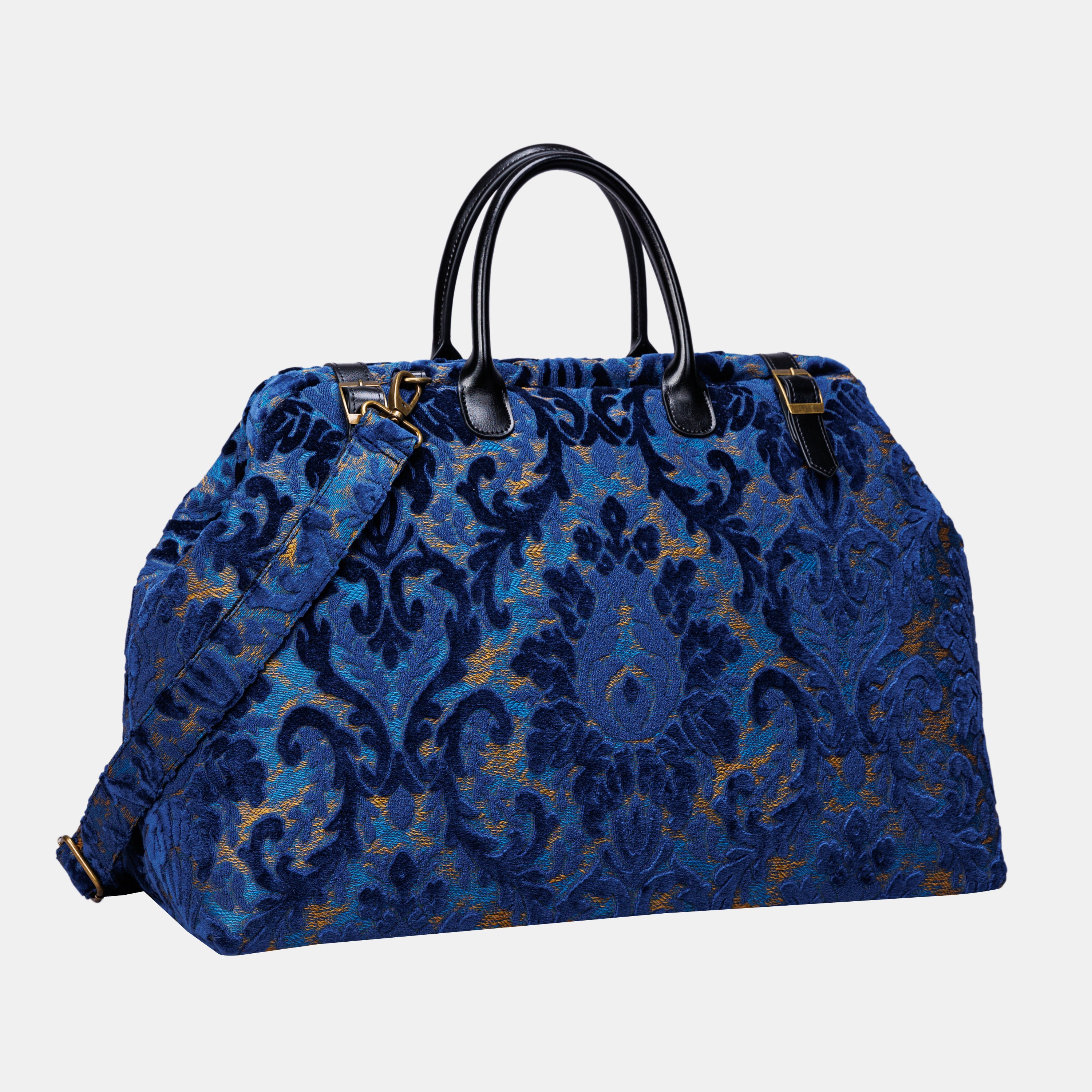 Burnout Velvet Navy Large Carpetbag MCW Handmade-2