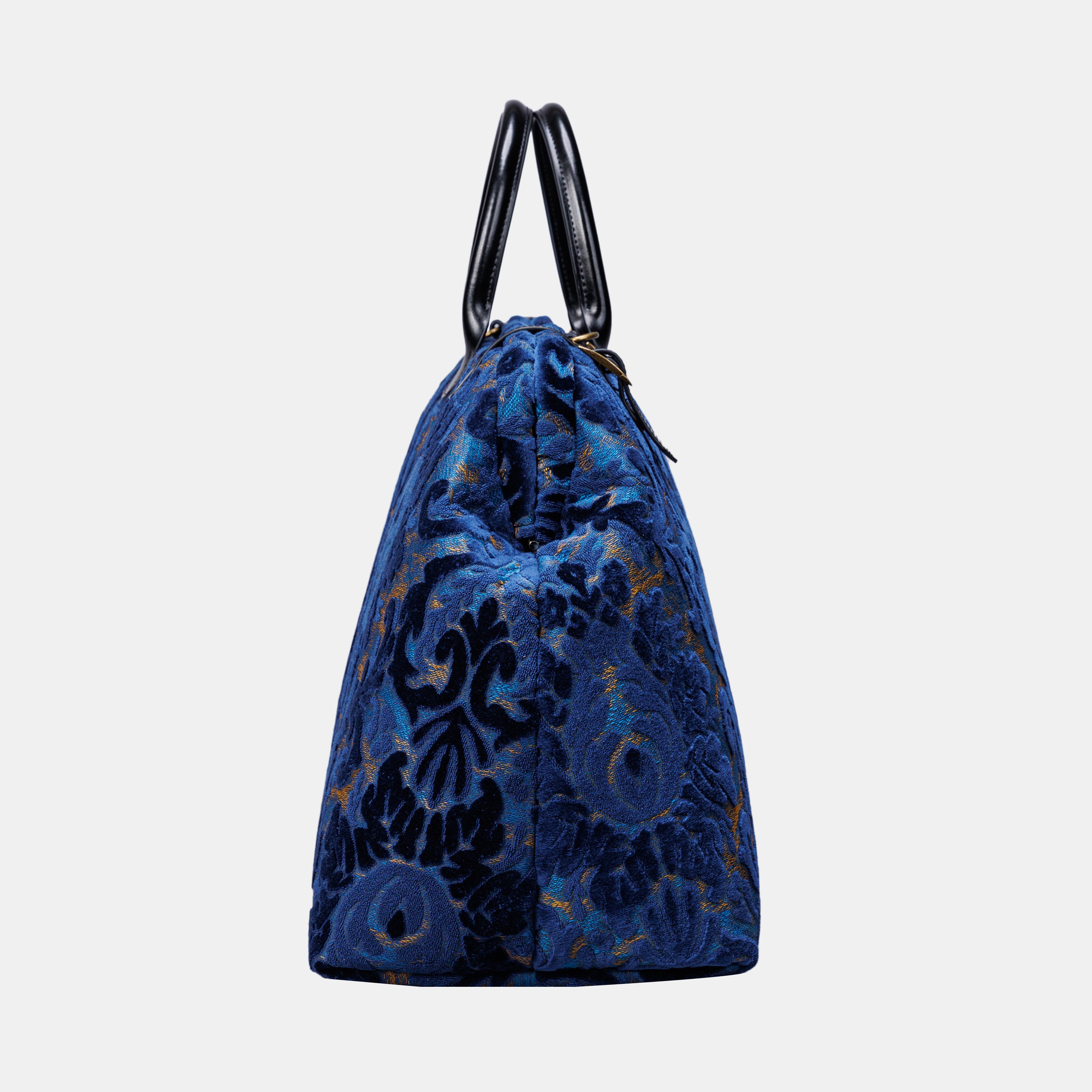 Burnout Velvet Navy Large Carpetbag MCW Handmade-5