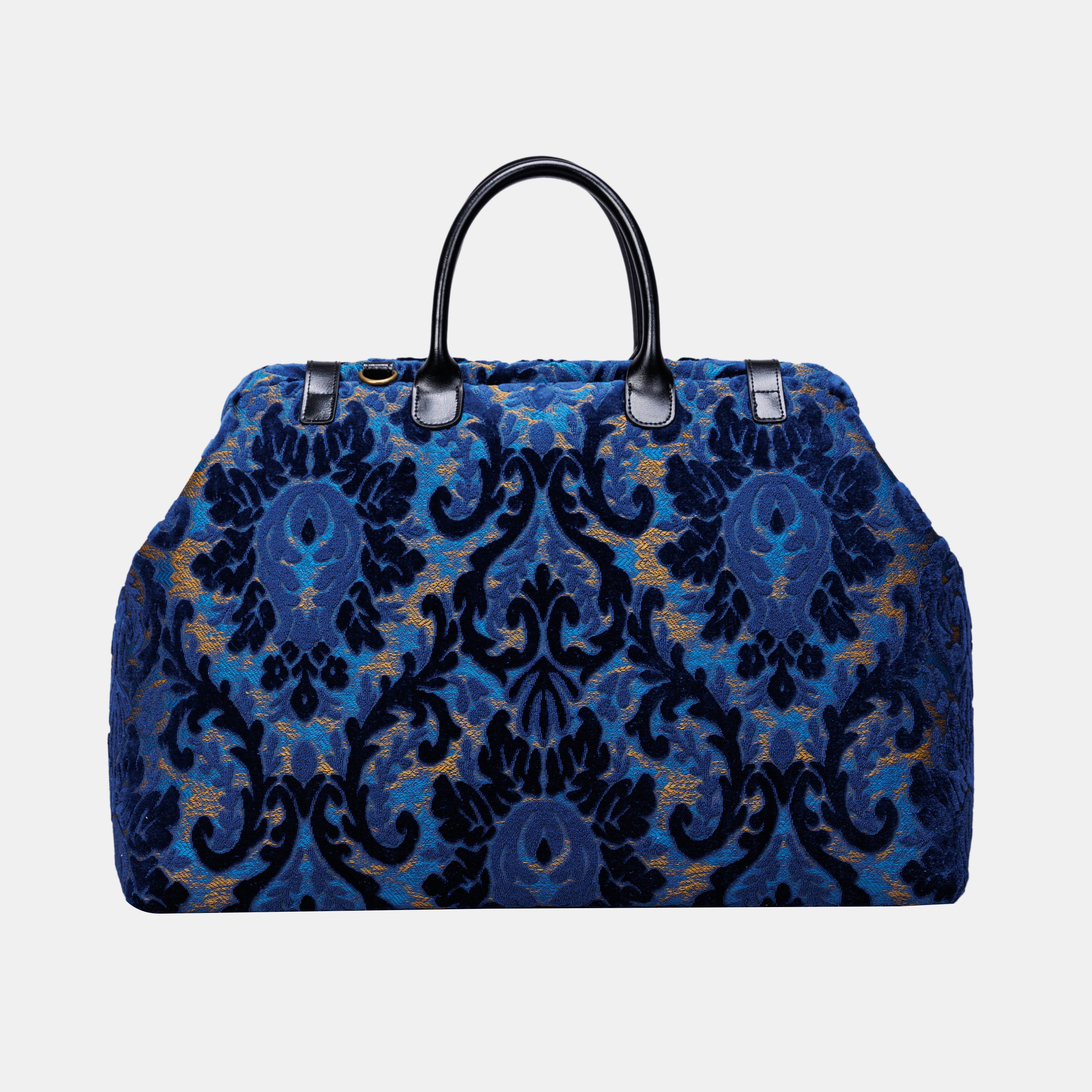 Burnout Velvet Navy Large Carpetbag MCW Handmade-3