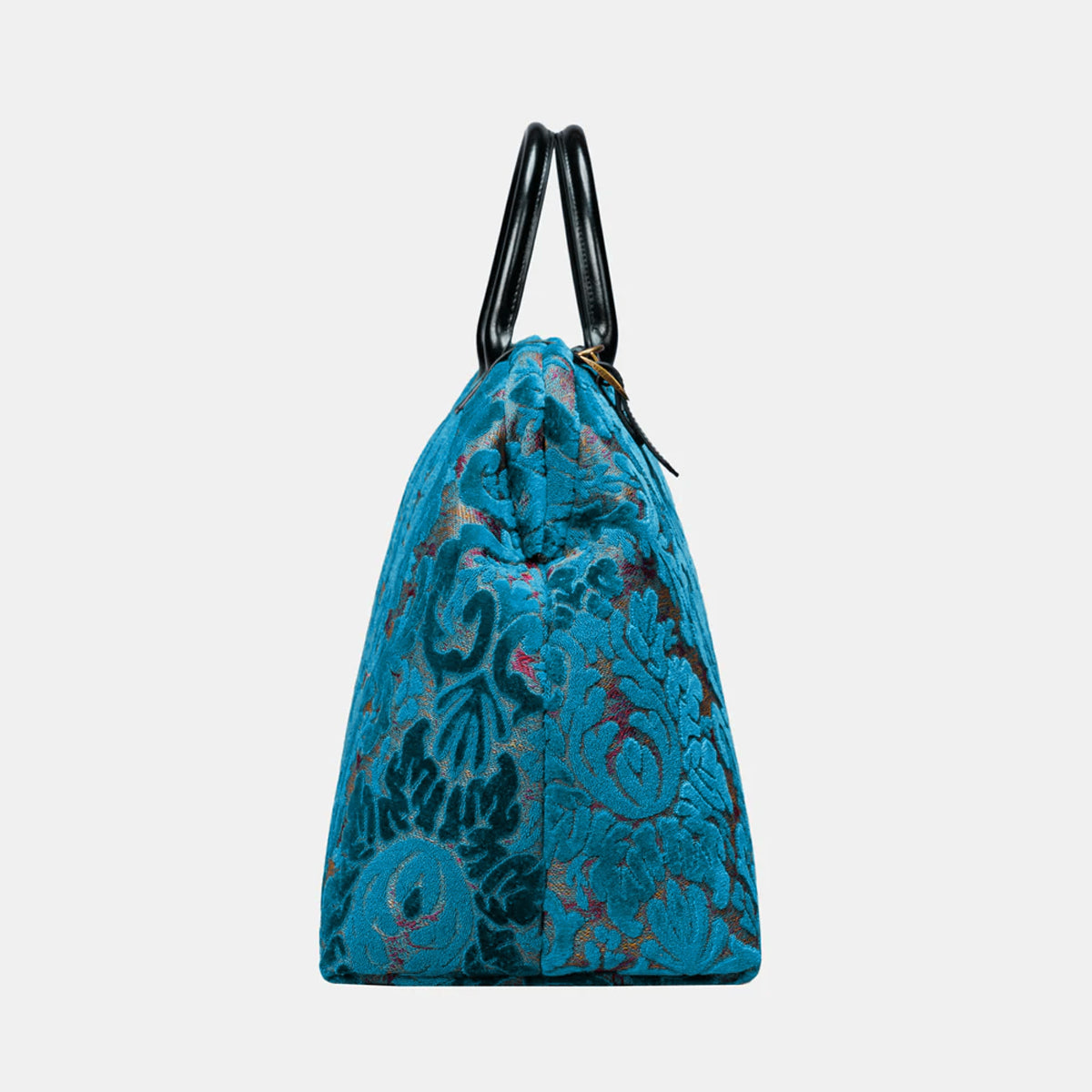 Burnout Velvet Aqua Blue Large Carpetbag inside