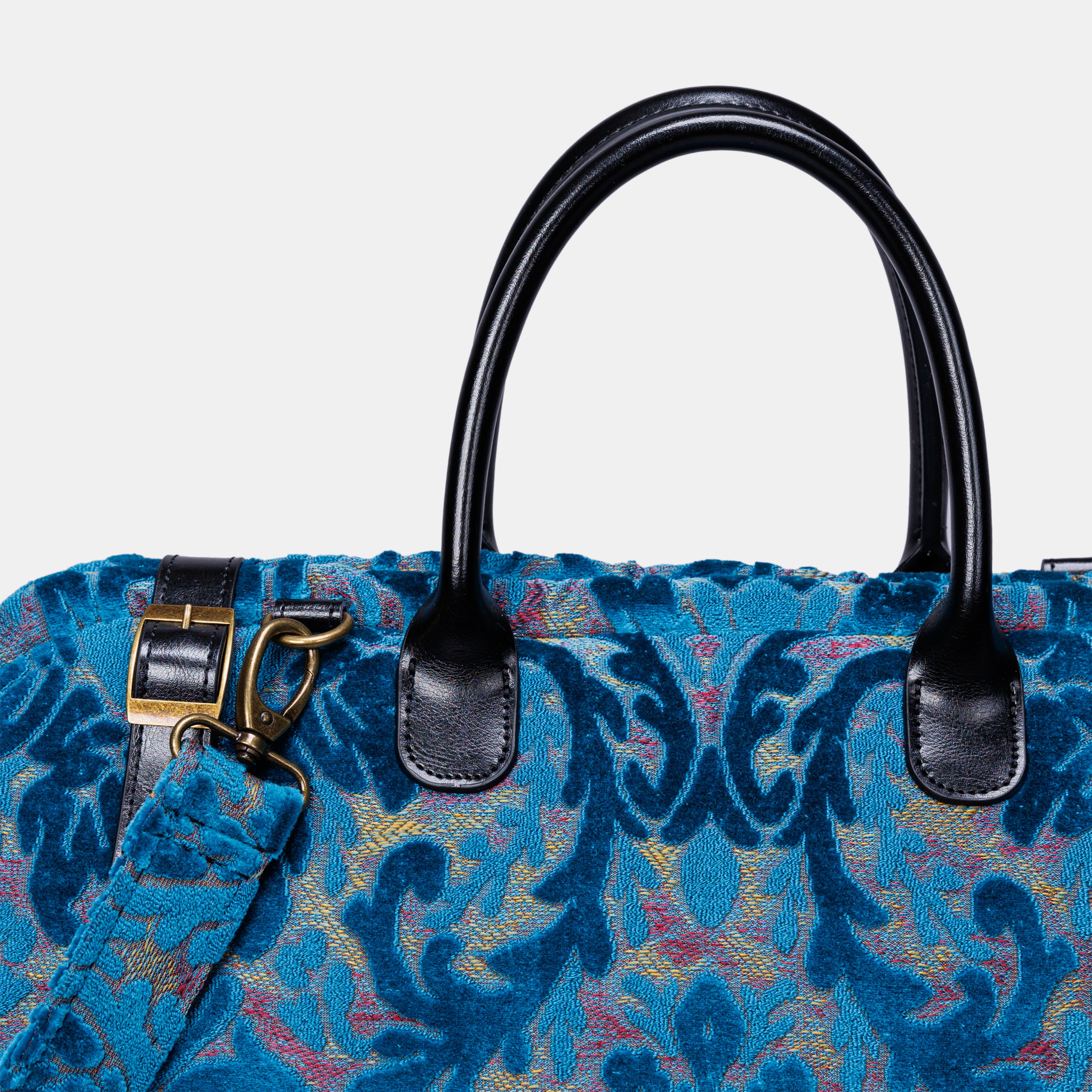 Burnout Velvet Aqua Blue Large Carpetbag MCW Handmade-4